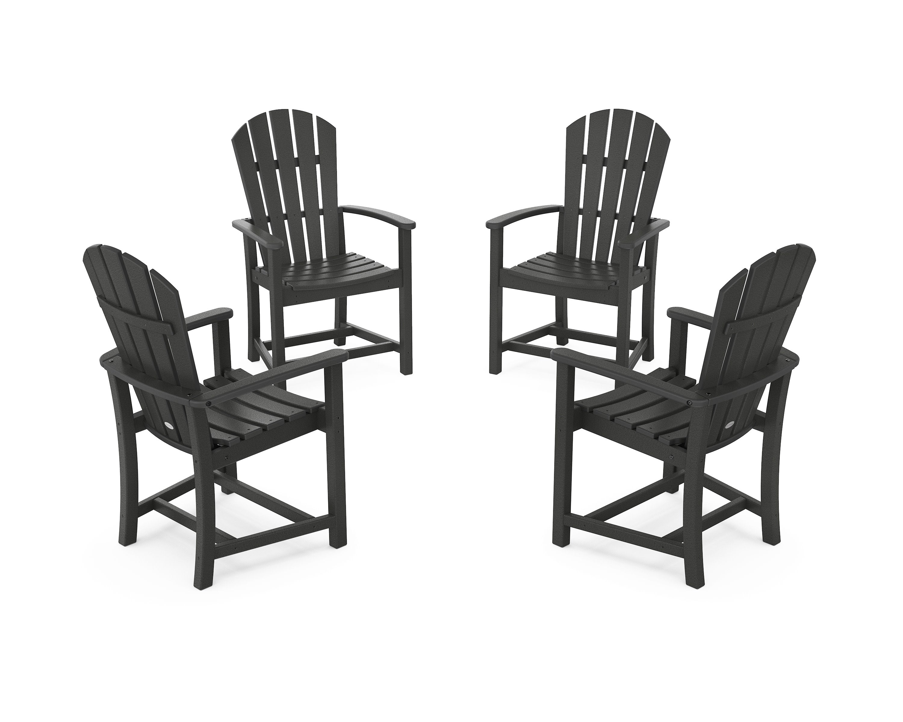 Palm Coast 4-Piece Upright Adirondack Conversation Set in Black