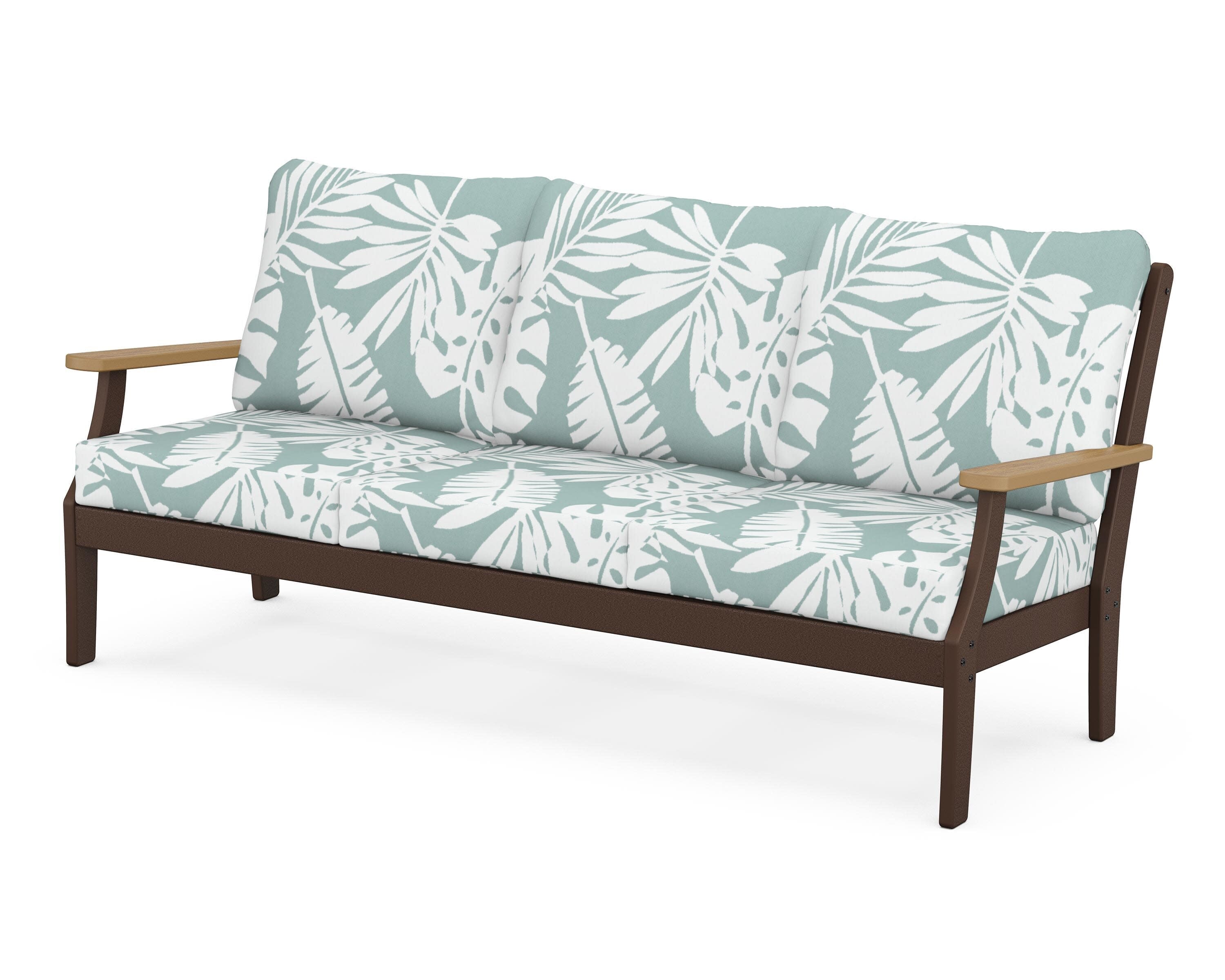 Braxton Deep Seating Sofa in Mahogany / Natural / Leaf Glacier Spa