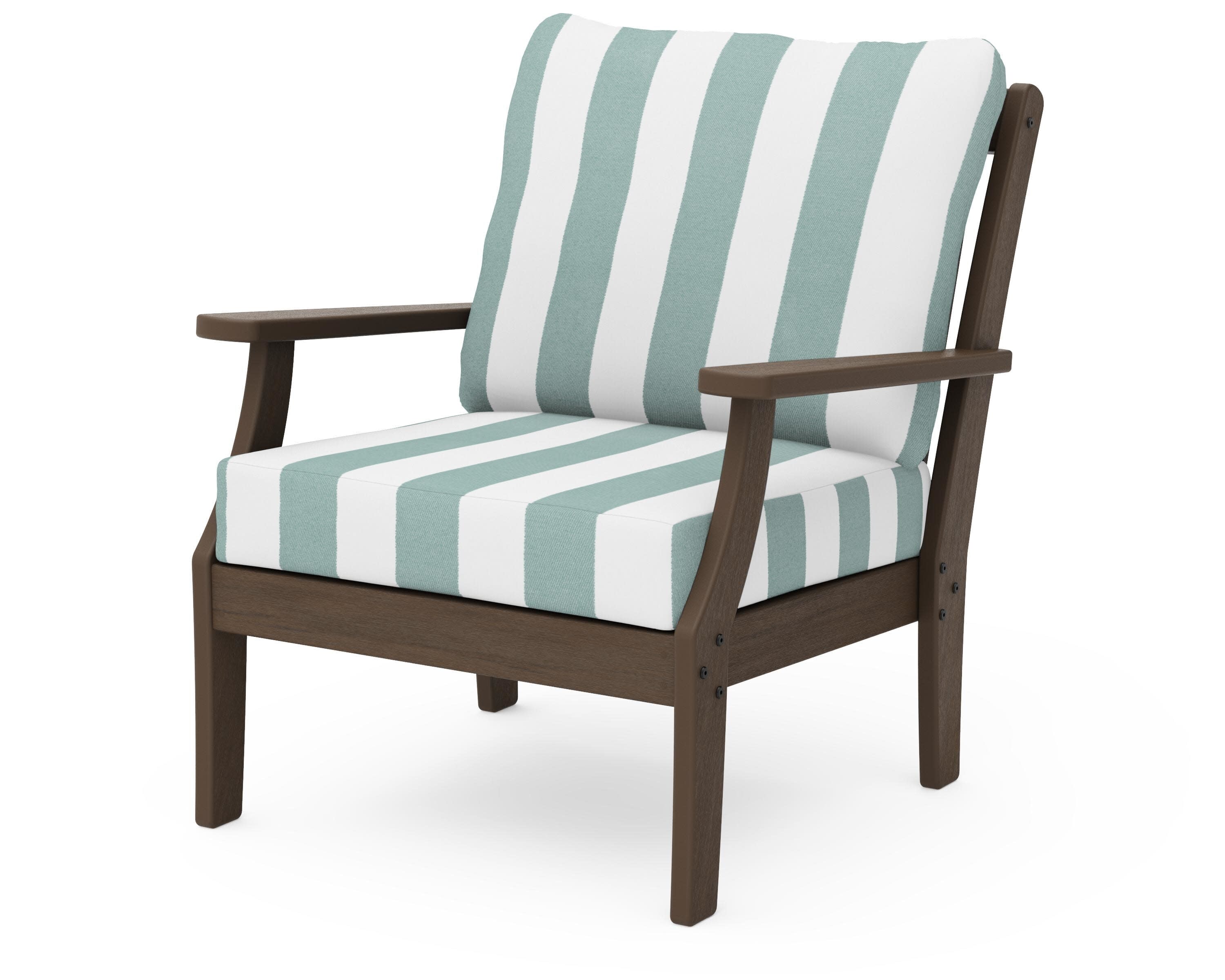 Braxton Deep Seating Chair in Kona / Cabana Stripe Glacier Spa
