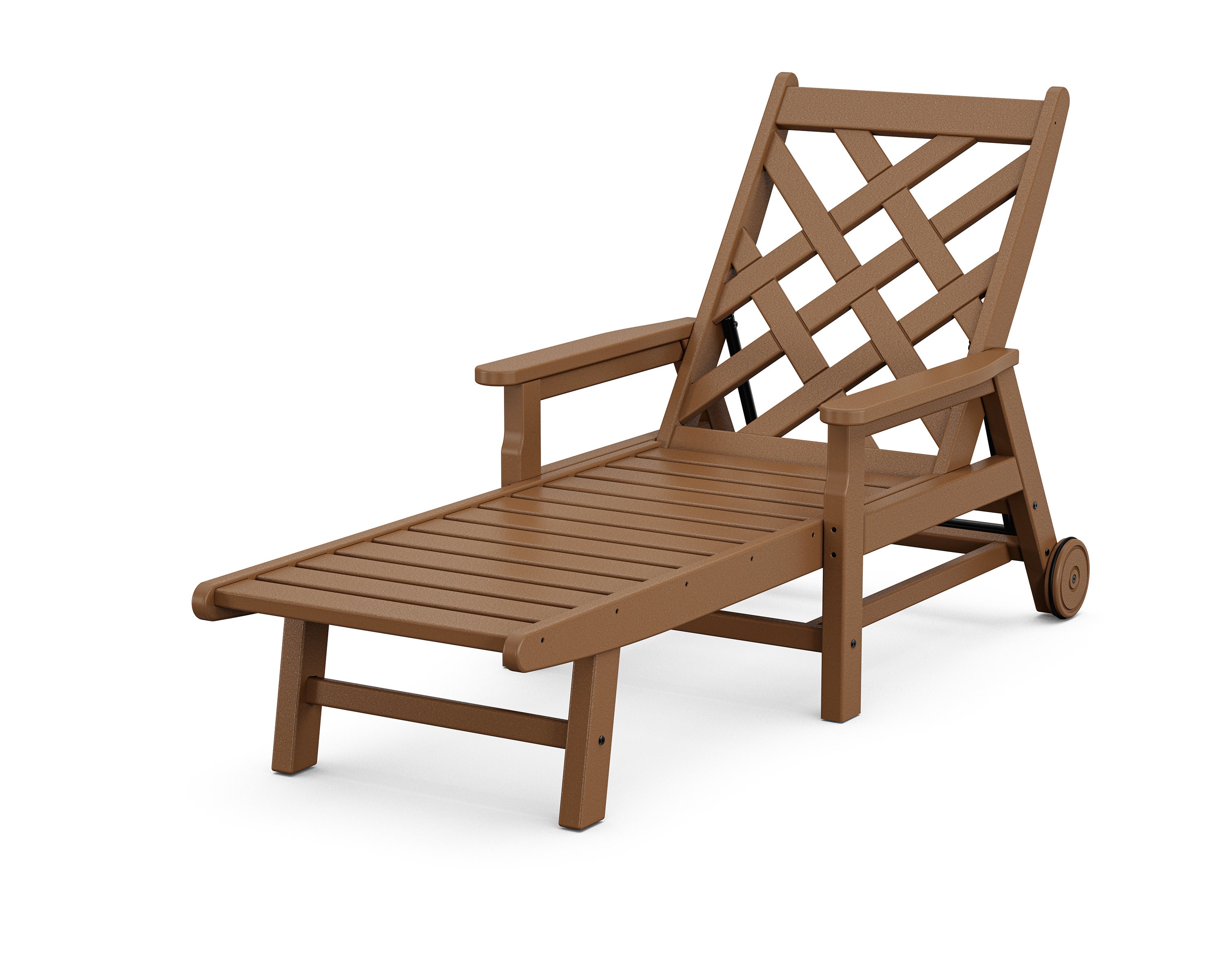 Wovendale Chaise with Arms and Wheels in Teak