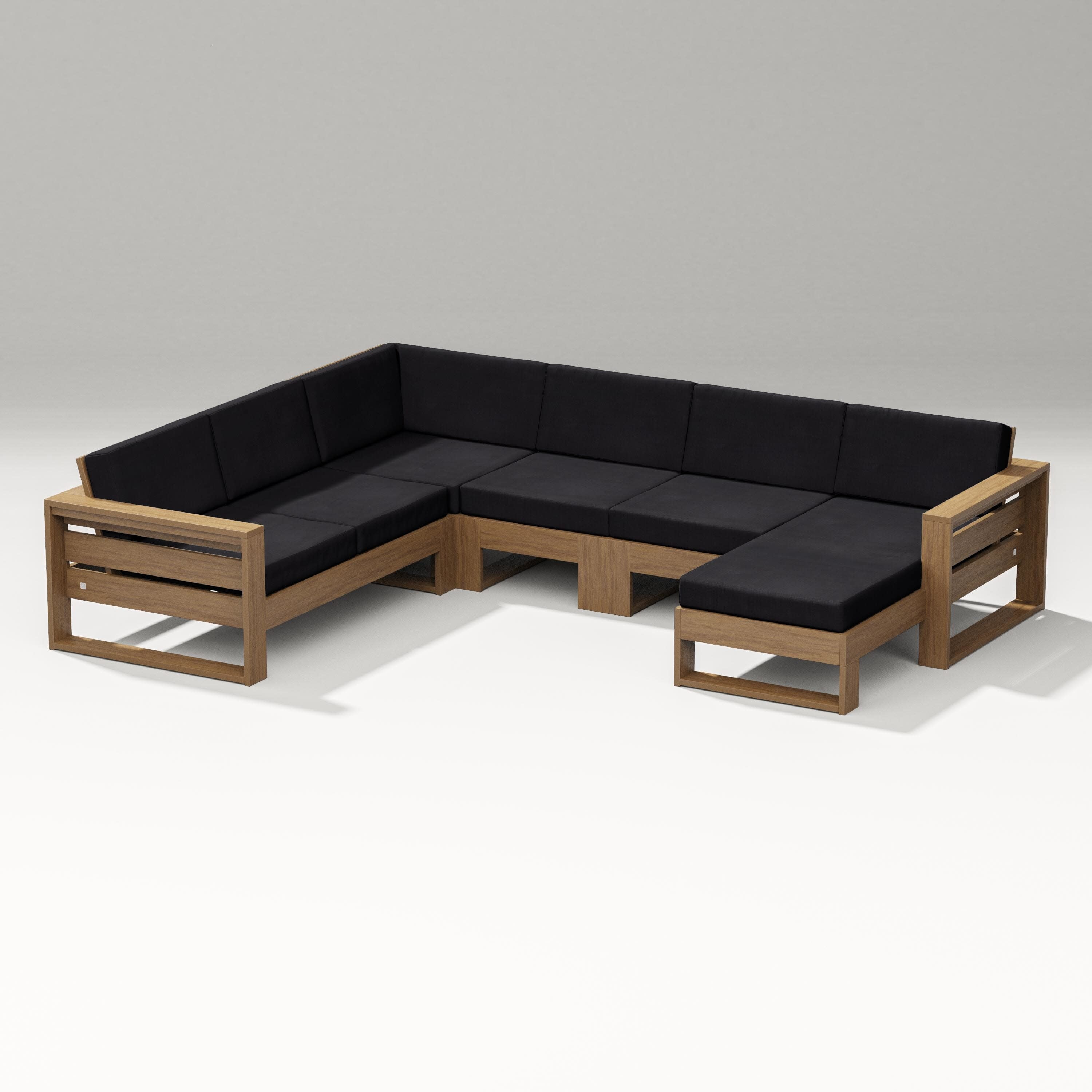 Latitude Corner Sectional with Right Chaise in Natural / Midnight Linen