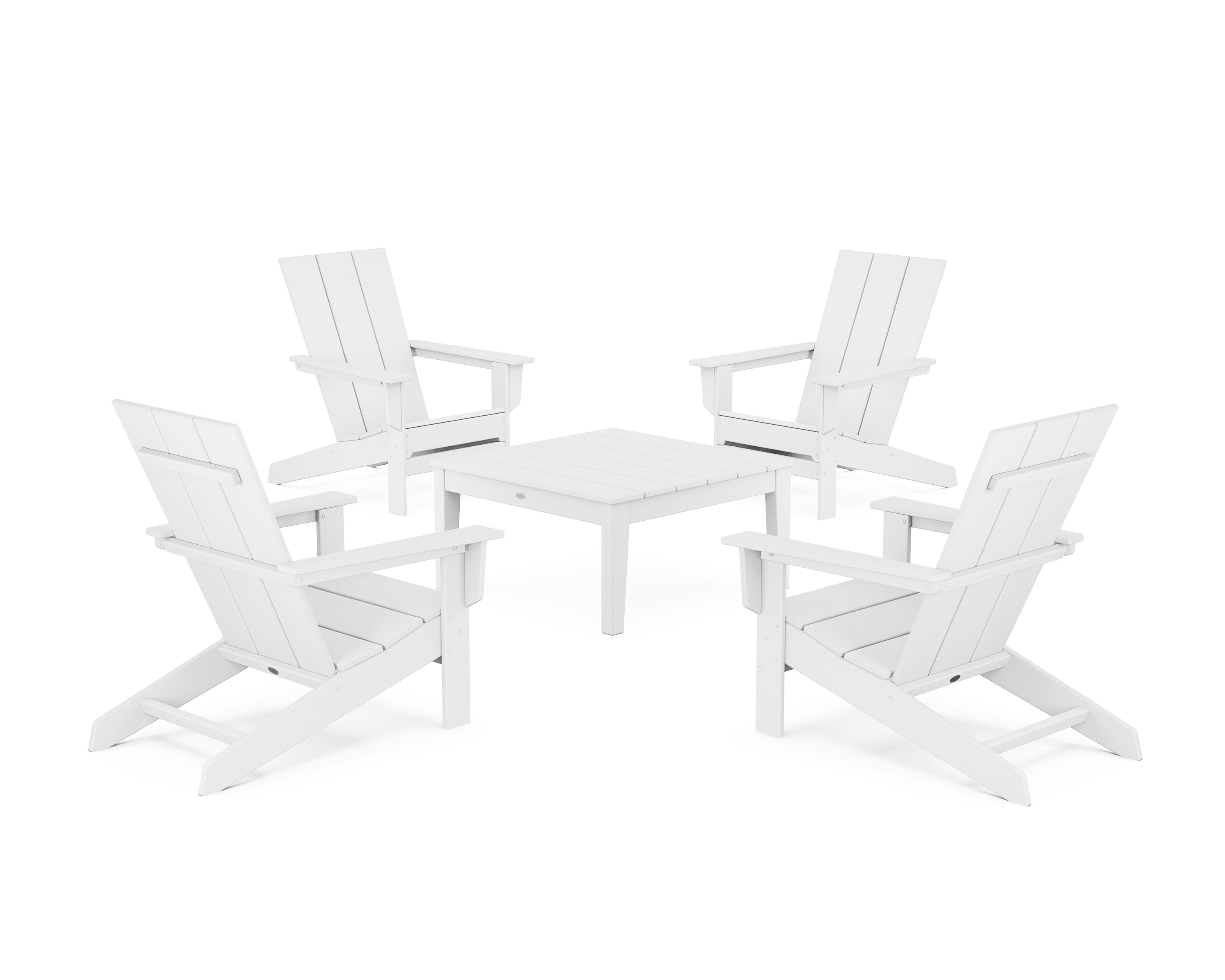 5-Piece Modern Studio Adirondack Chair Conversation Group in White