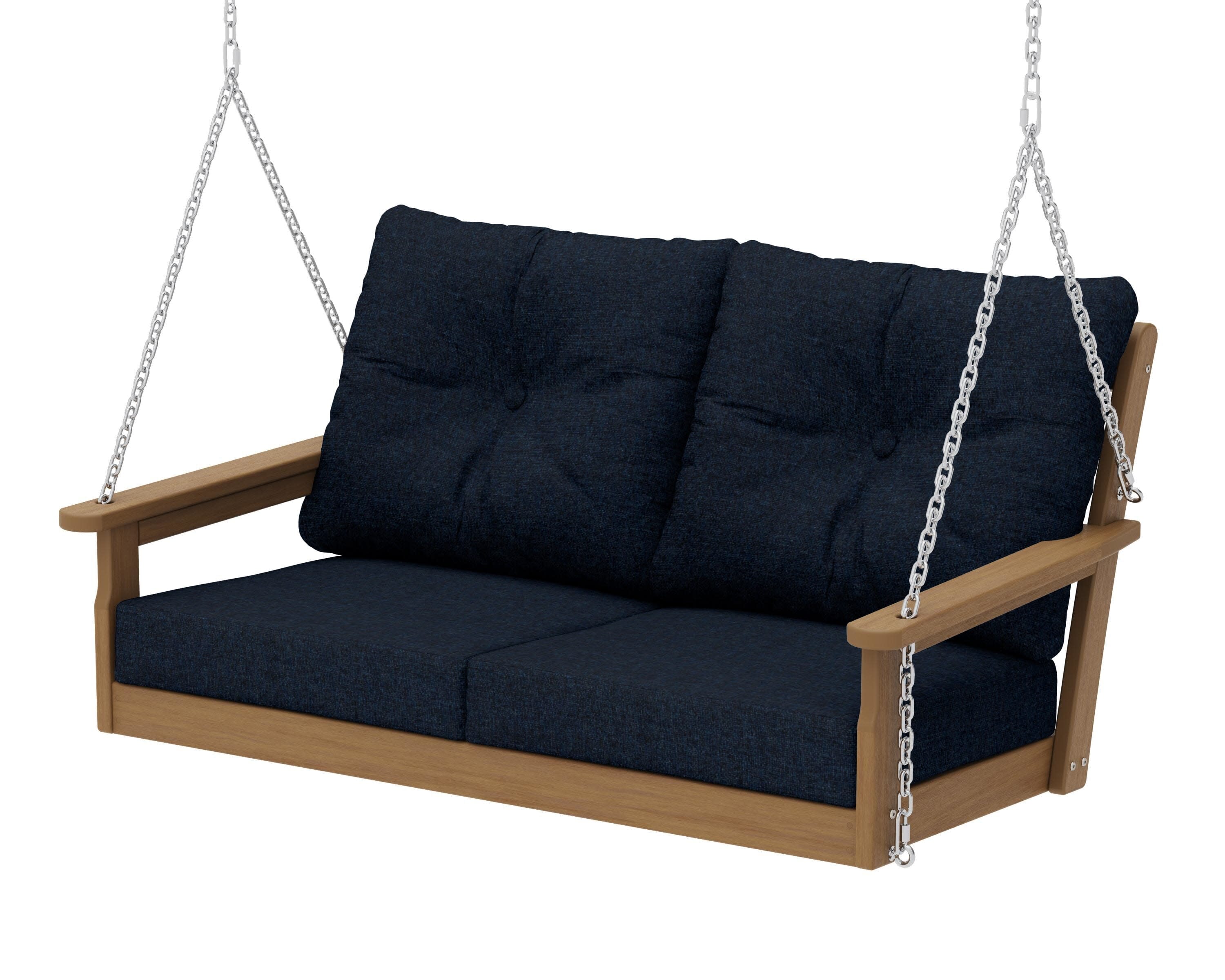 Vineyard Deep Seating Swing in Natural / Marine Indigo