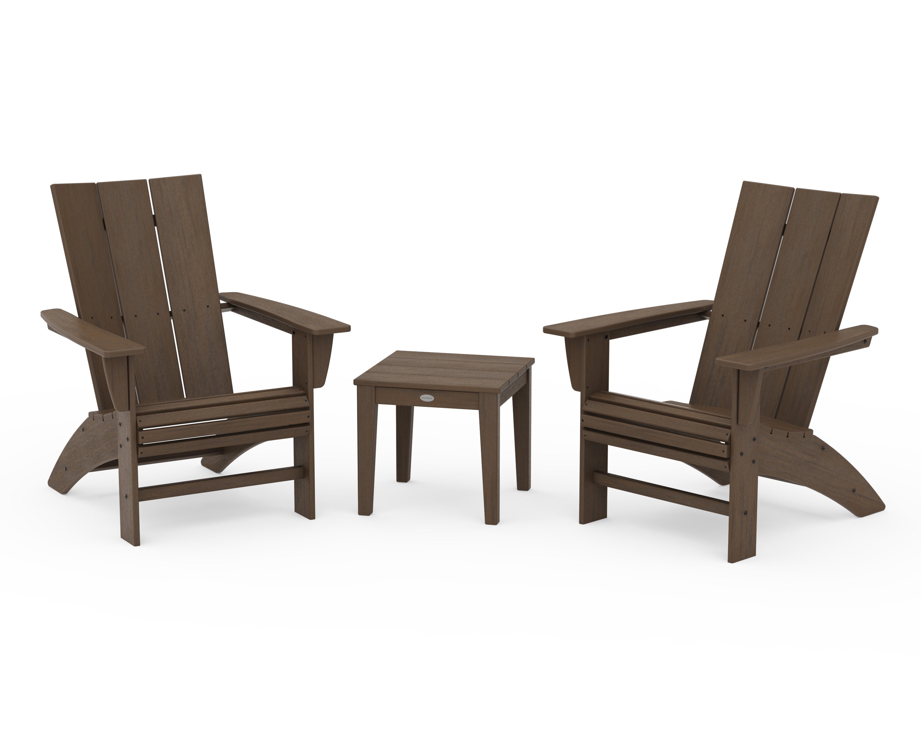 Modern 3-Piece Curveback Adirondack Set in Kona
