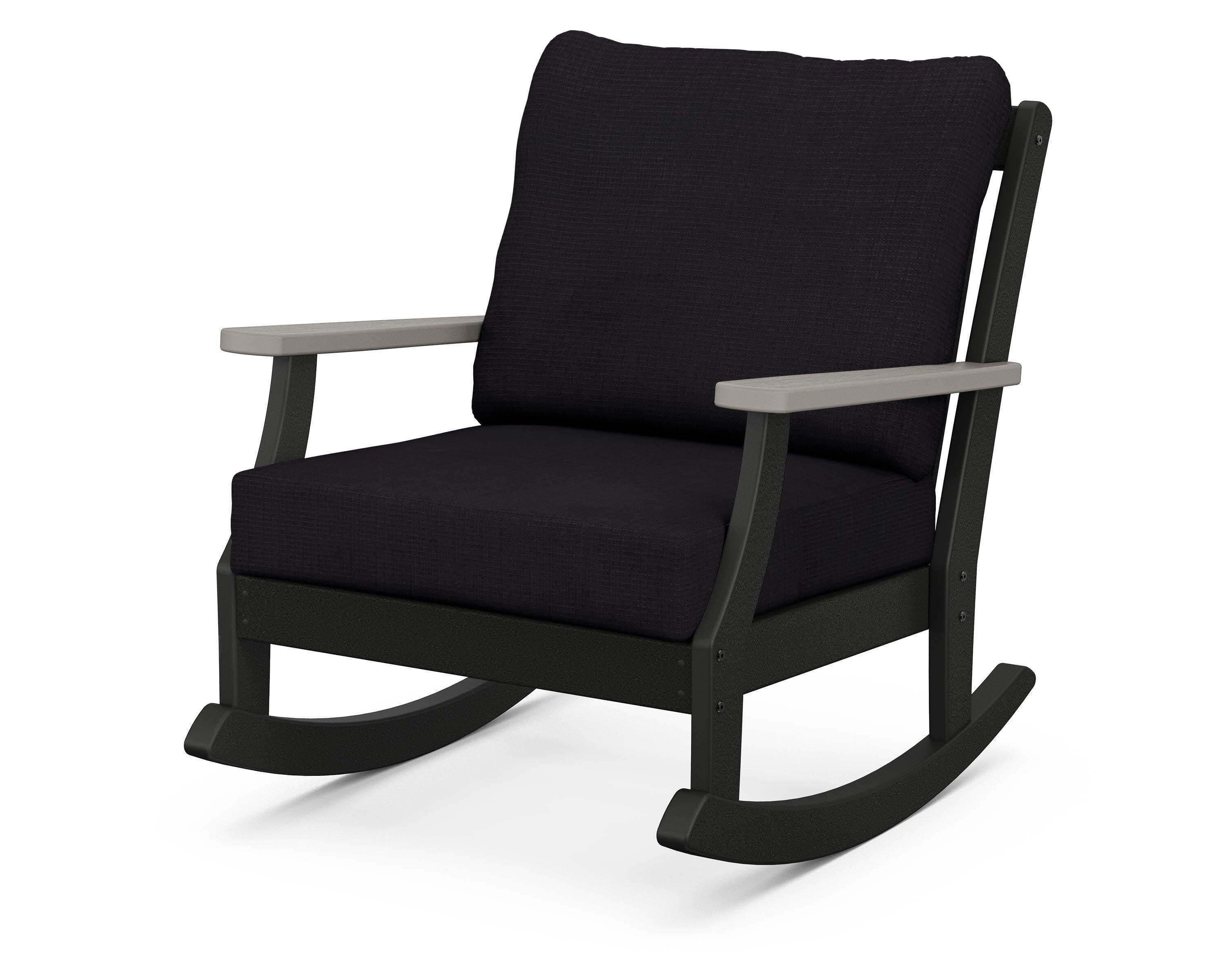 Braxton Deep Seating Rocking Chair in Black / Driftwood / Midnight Linen