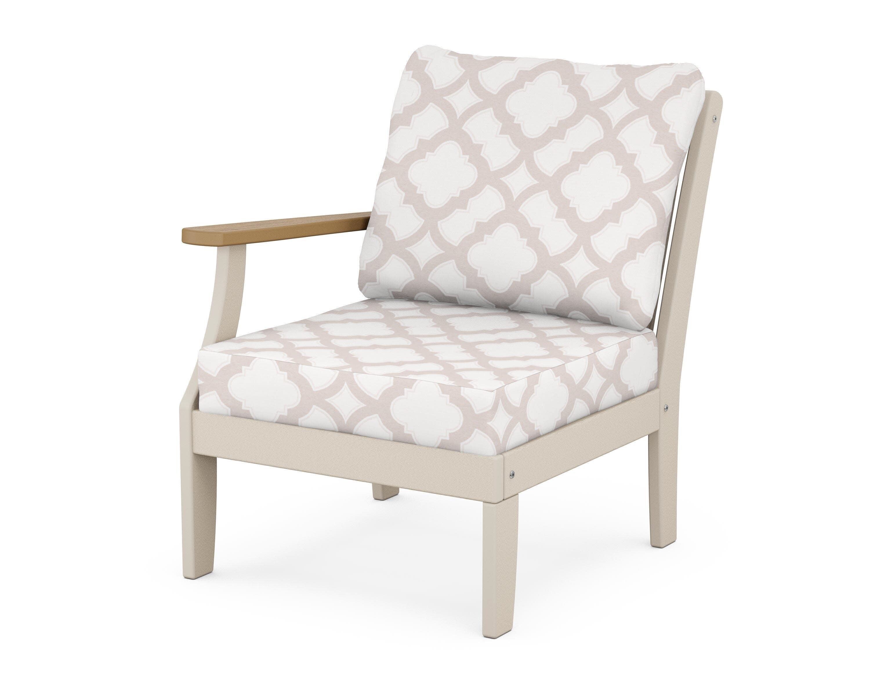 Braxton Modular Left Arm Chair in Sand / Natural / Trellis Dune Burlap