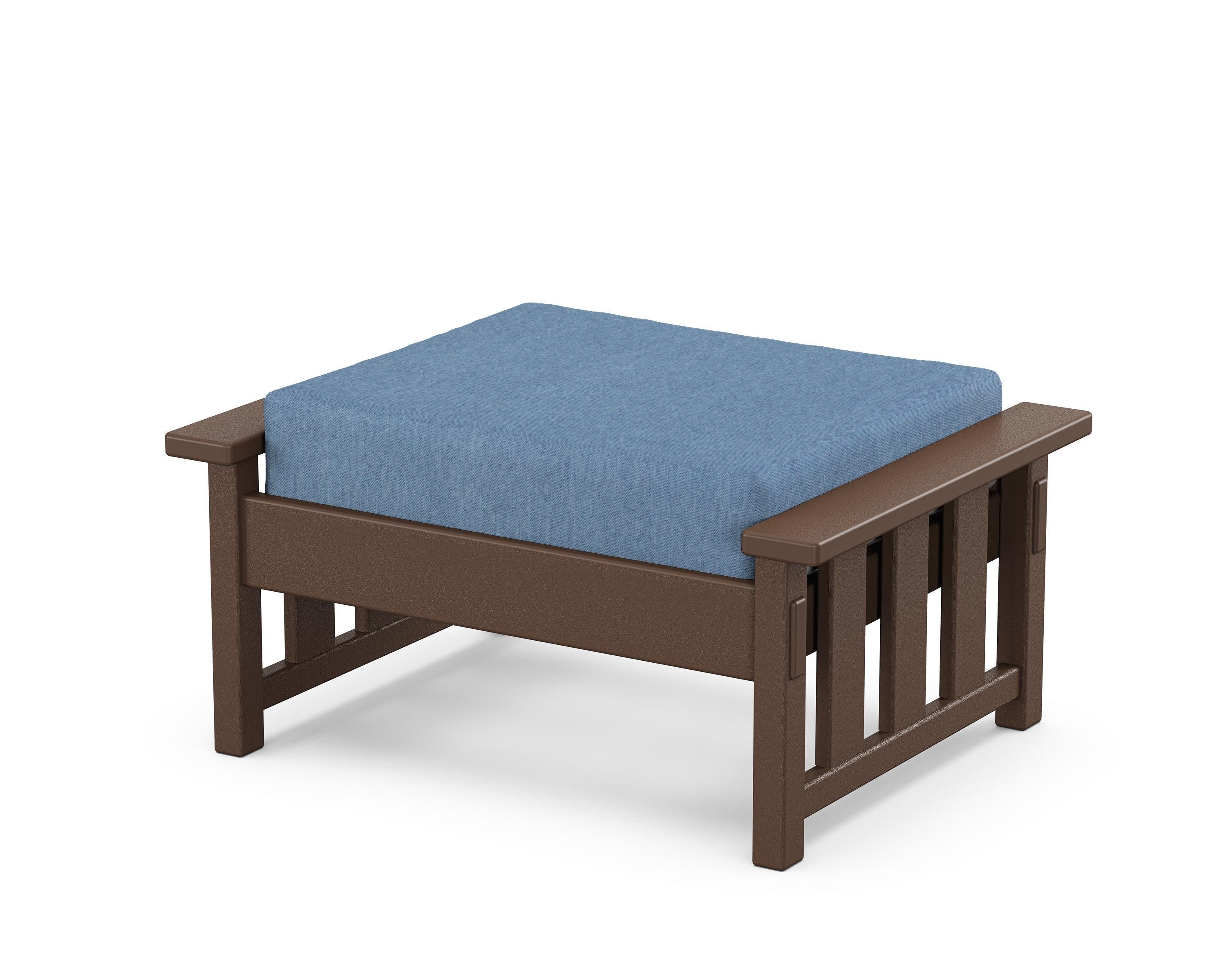 Acadia Deep Seating Ottoman in Mahogany / Sky Blue