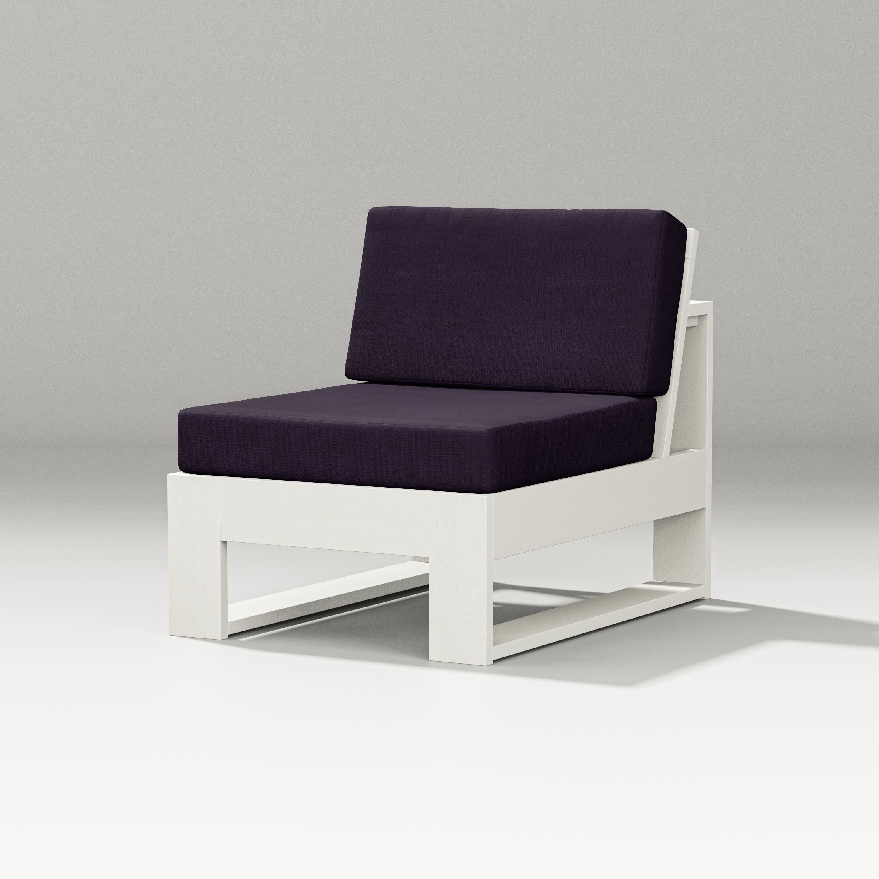 Latitude Modular Armless Chair in Vintage White / Navy Linen