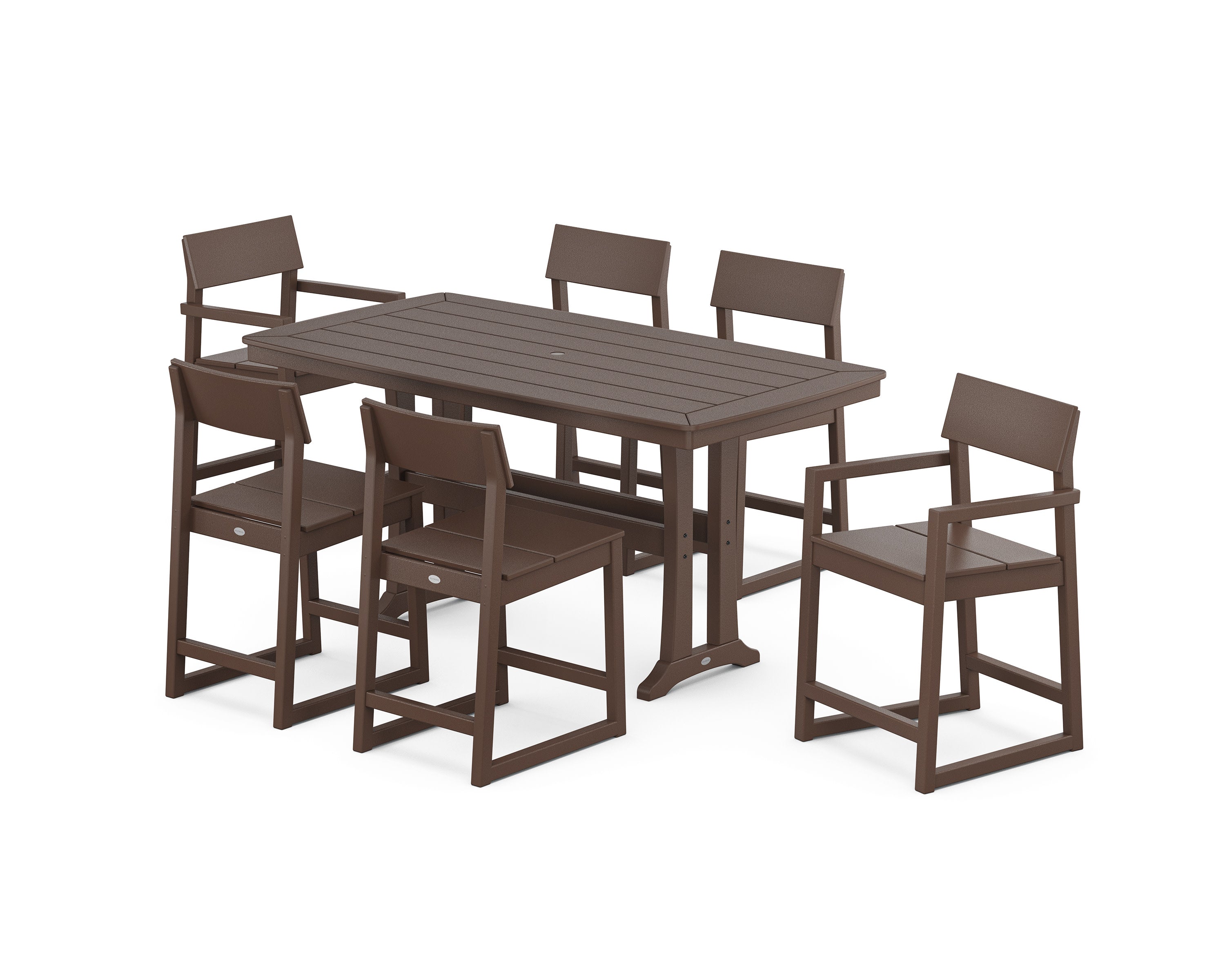 EDGE 7-Piece Counter Set with Trestle Legs in Mahogany