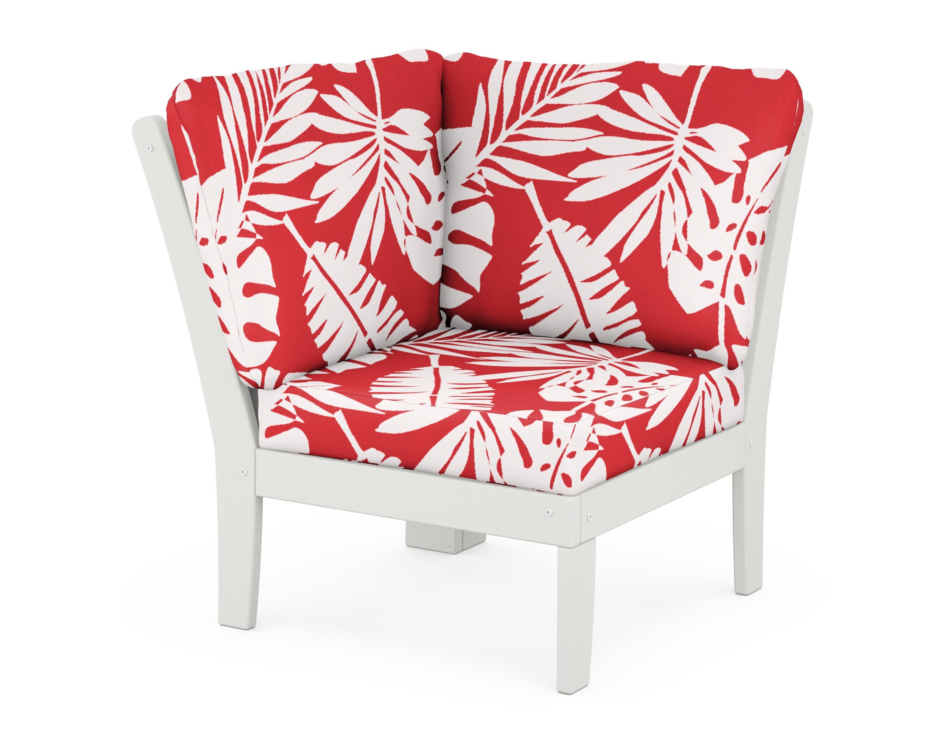 Braxton Modular Corner Chair in Vintage White / Leaf Crimson
