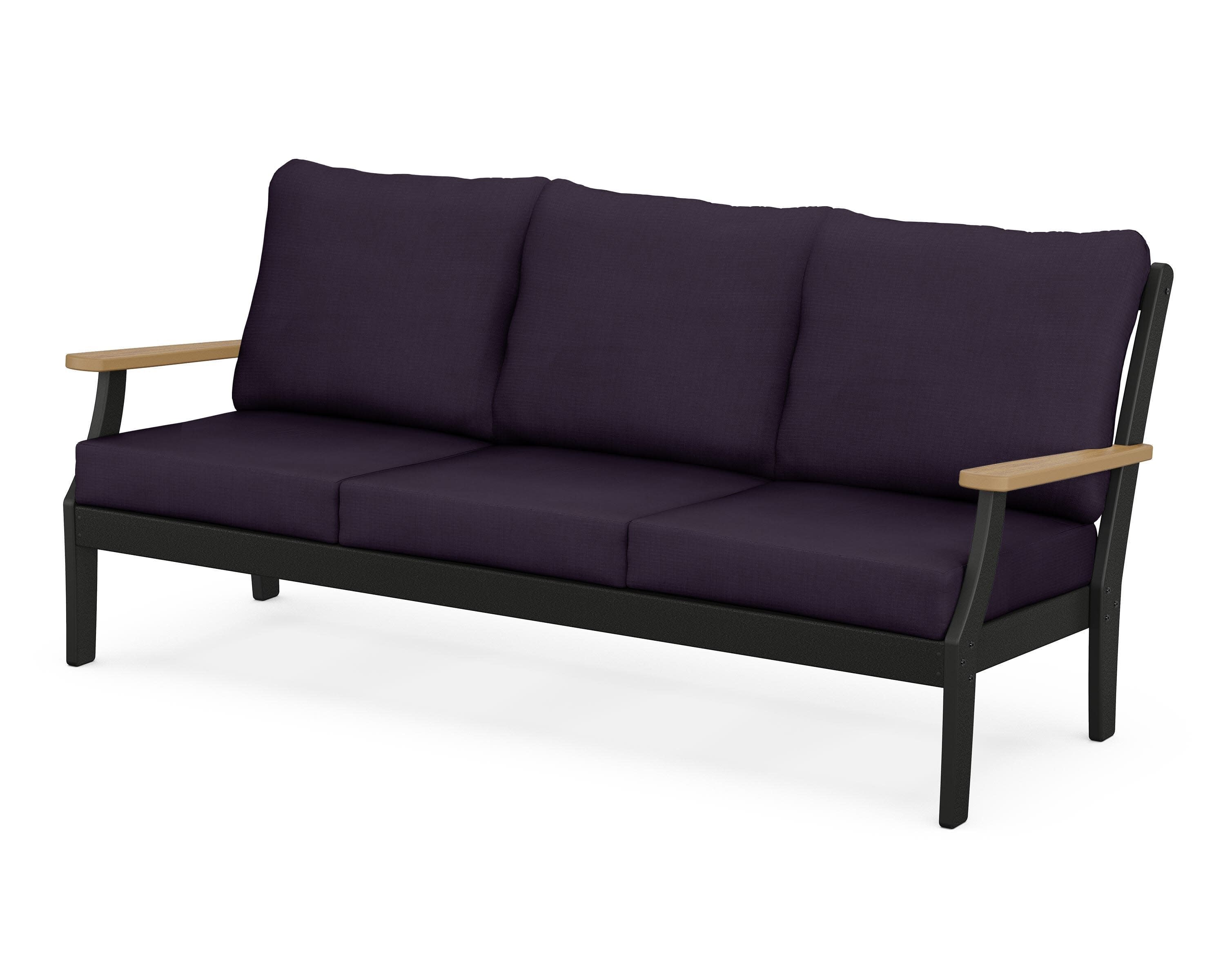 Braxton Deep Seating Sofa in Black / Natural / Navy Linen