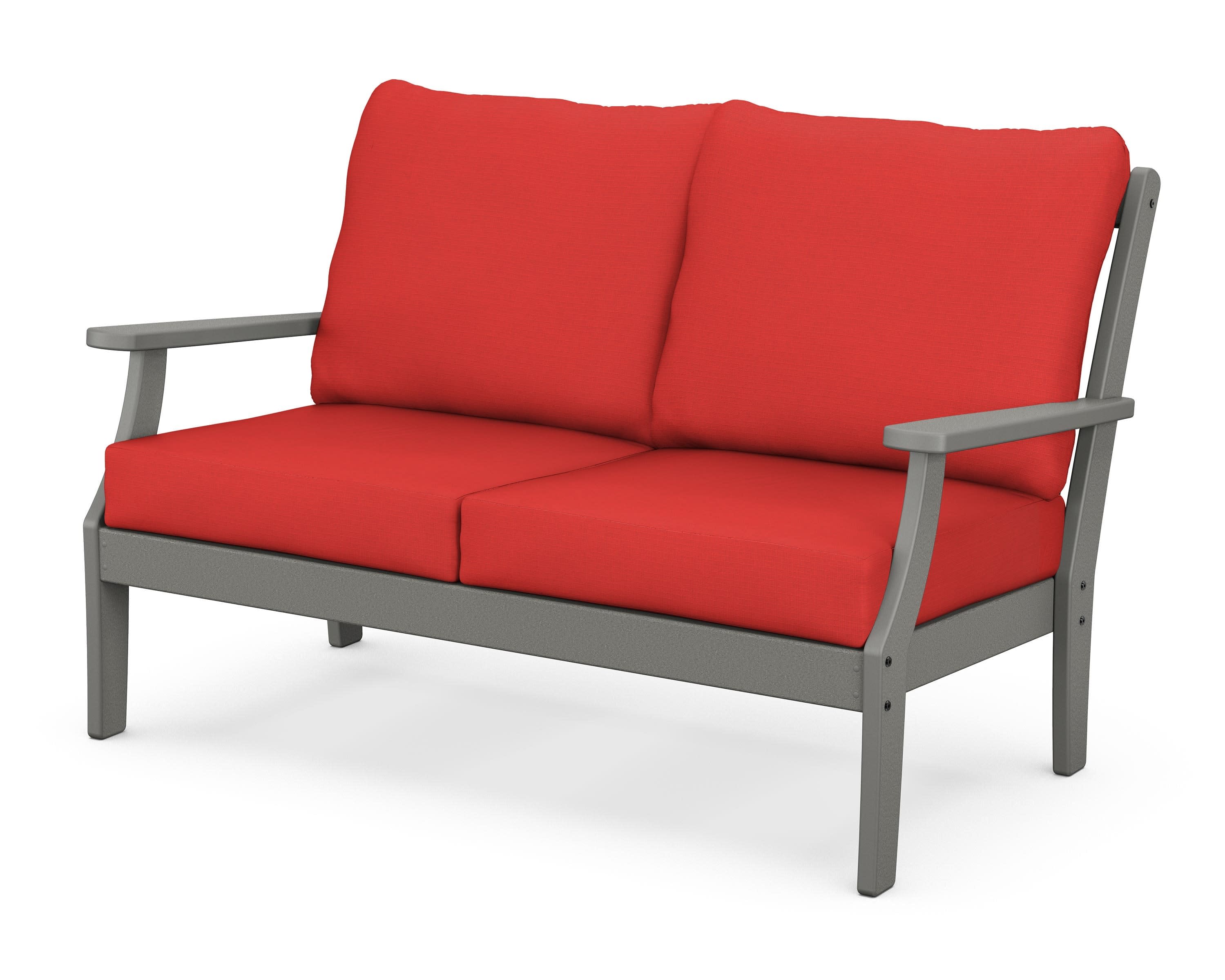 Braxton Deep Seating Loveseat in Slate Grey / Crimson Linen