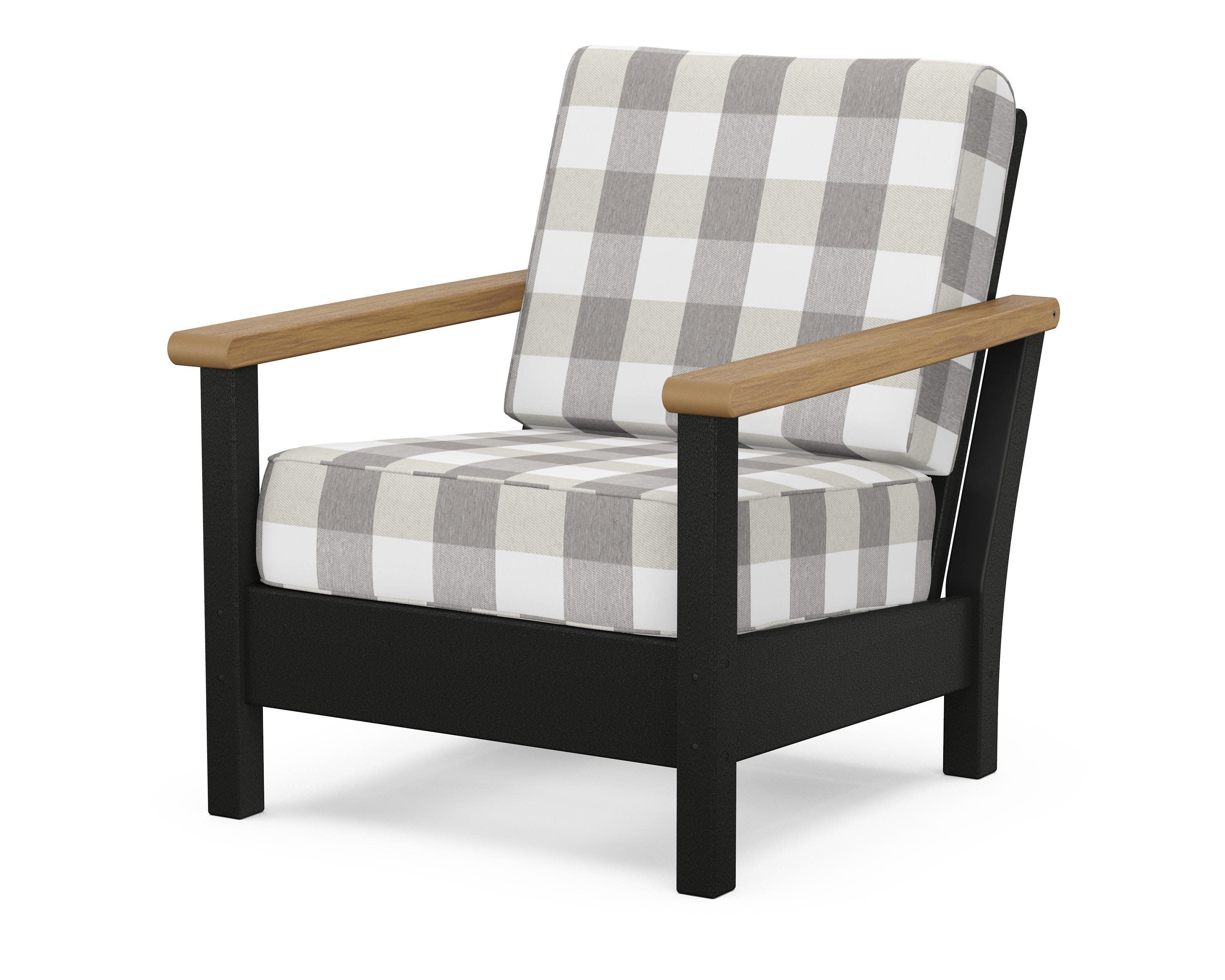 Harbour Deep Seating Chair in Black / Natural / Buffalo Plaid Grey Mist