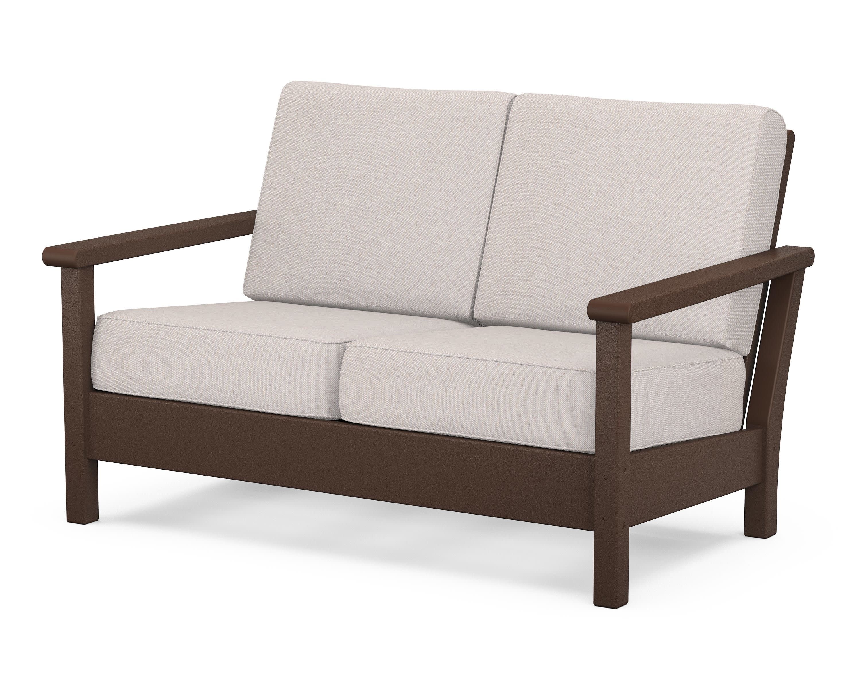 Harbour Deep Seating Loveseat in Mahogany / Dune Burlap