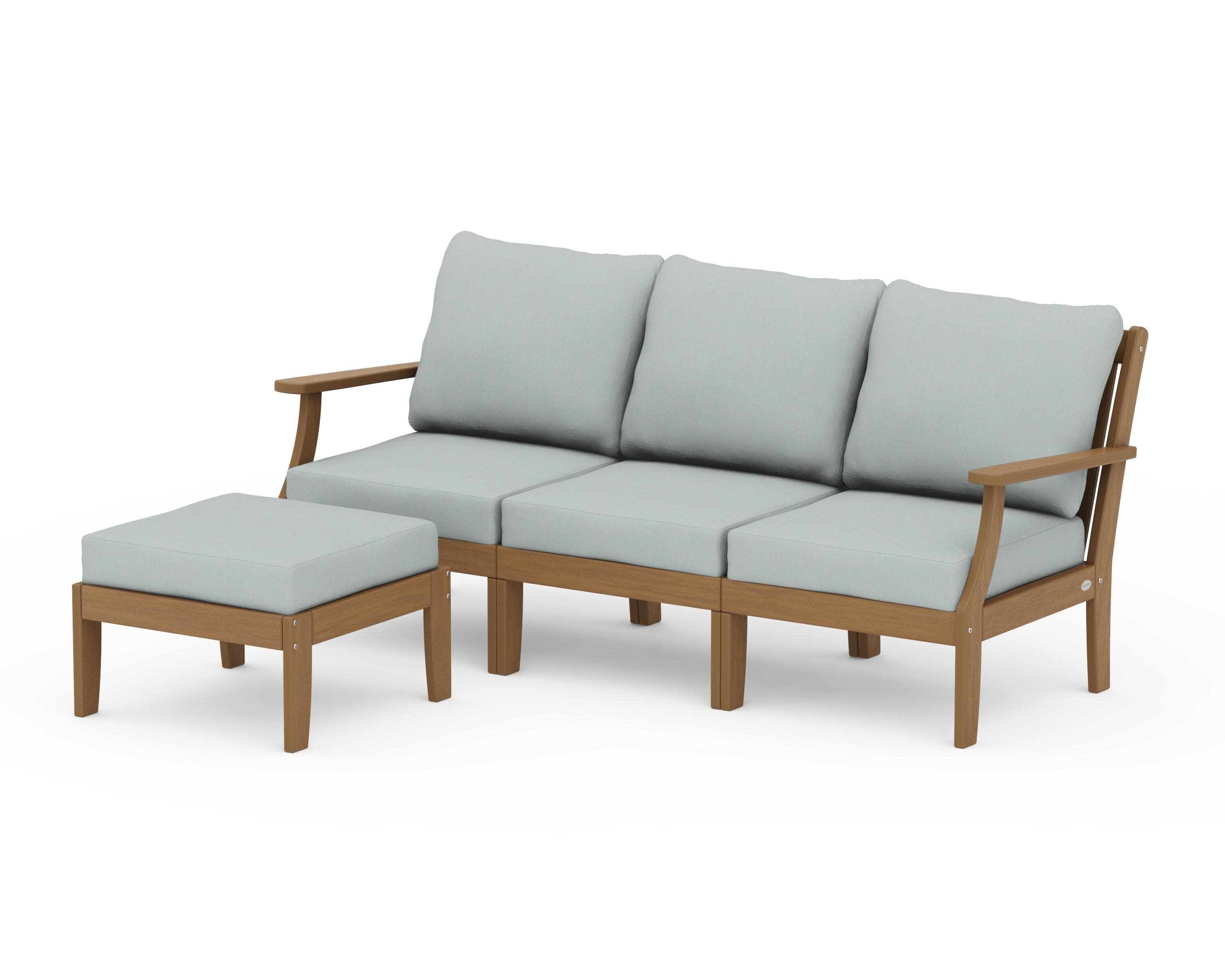 Braxton Modular 4-Piece Deep Seating Set with Ottoman in Natural / Spa