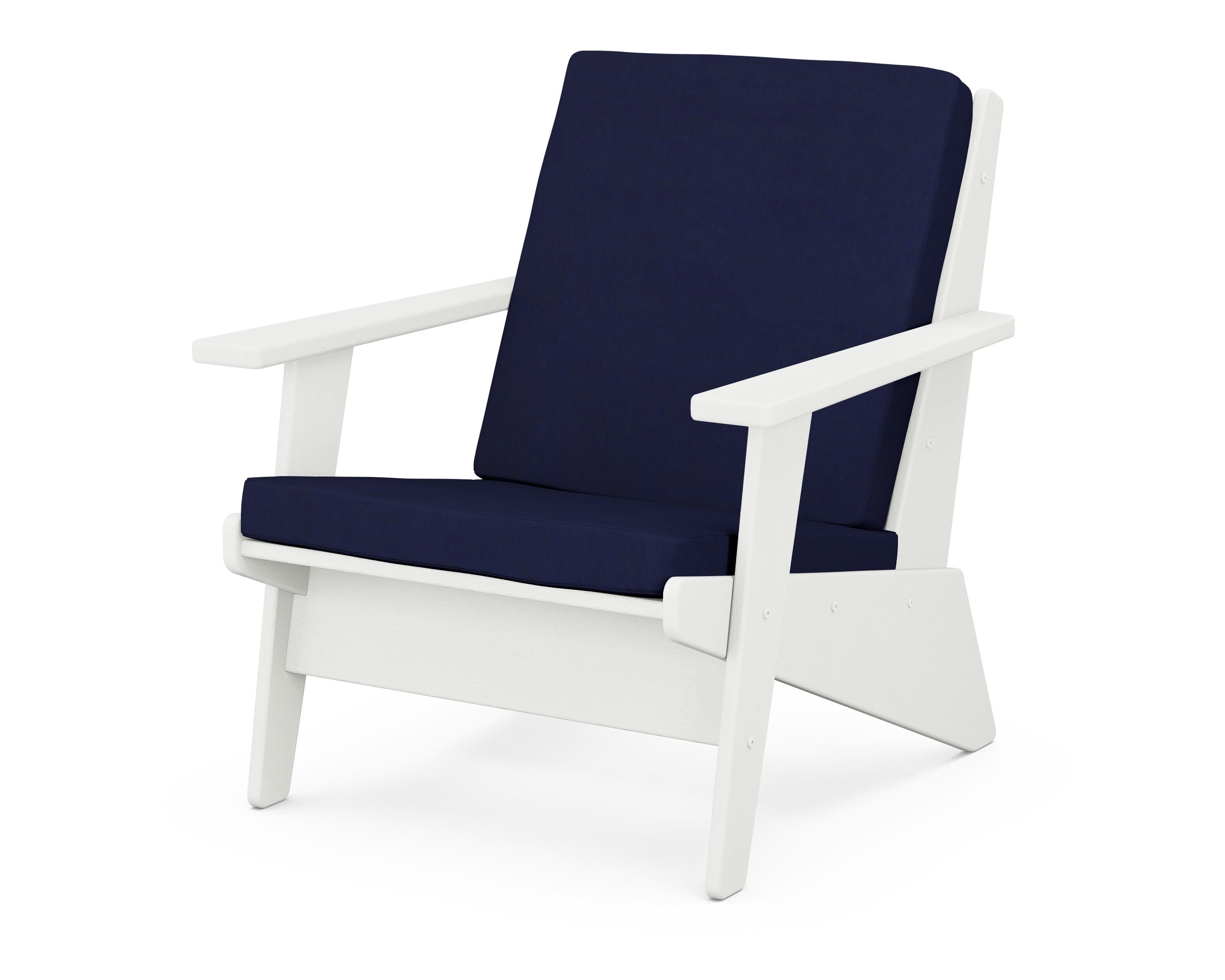 Riviera Modern Lounge Chair in Vintage White / Navy