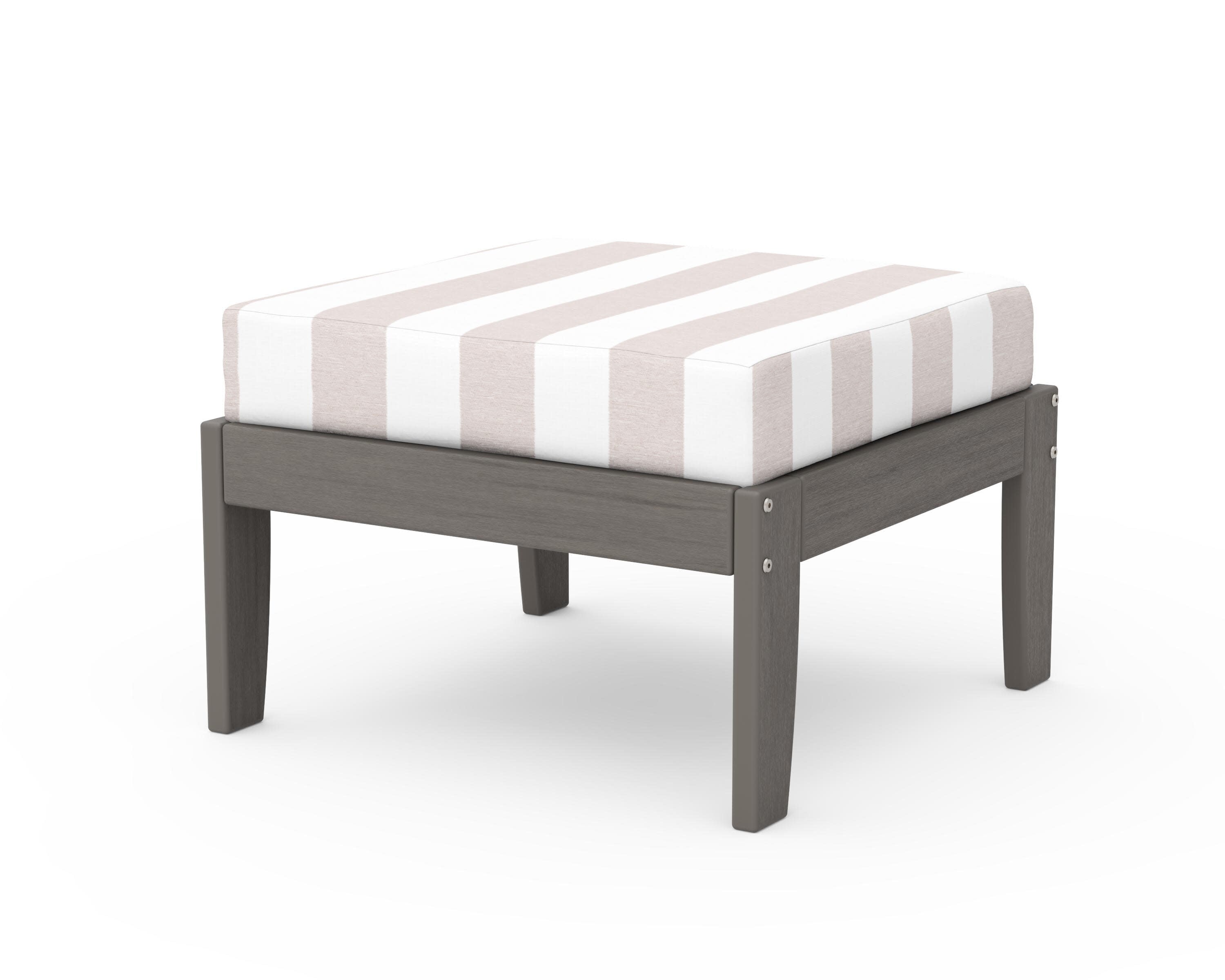 Modular Ottoman - Classic in Driftwood / Cabana Stripe Dune Burlap