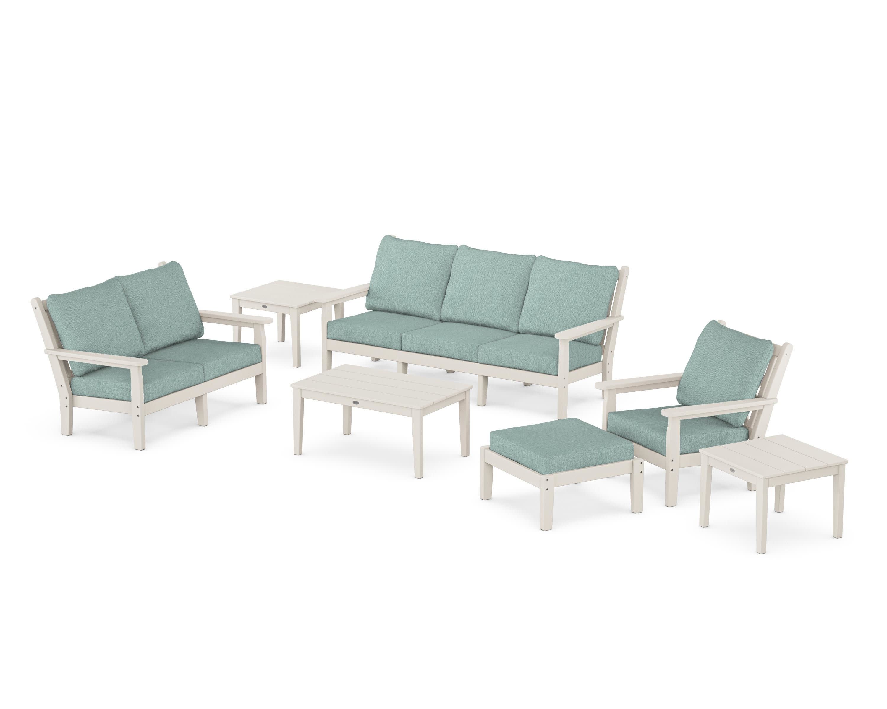Chippendale 7-Piece Deep Seating Set in Sand / Glacier Spa