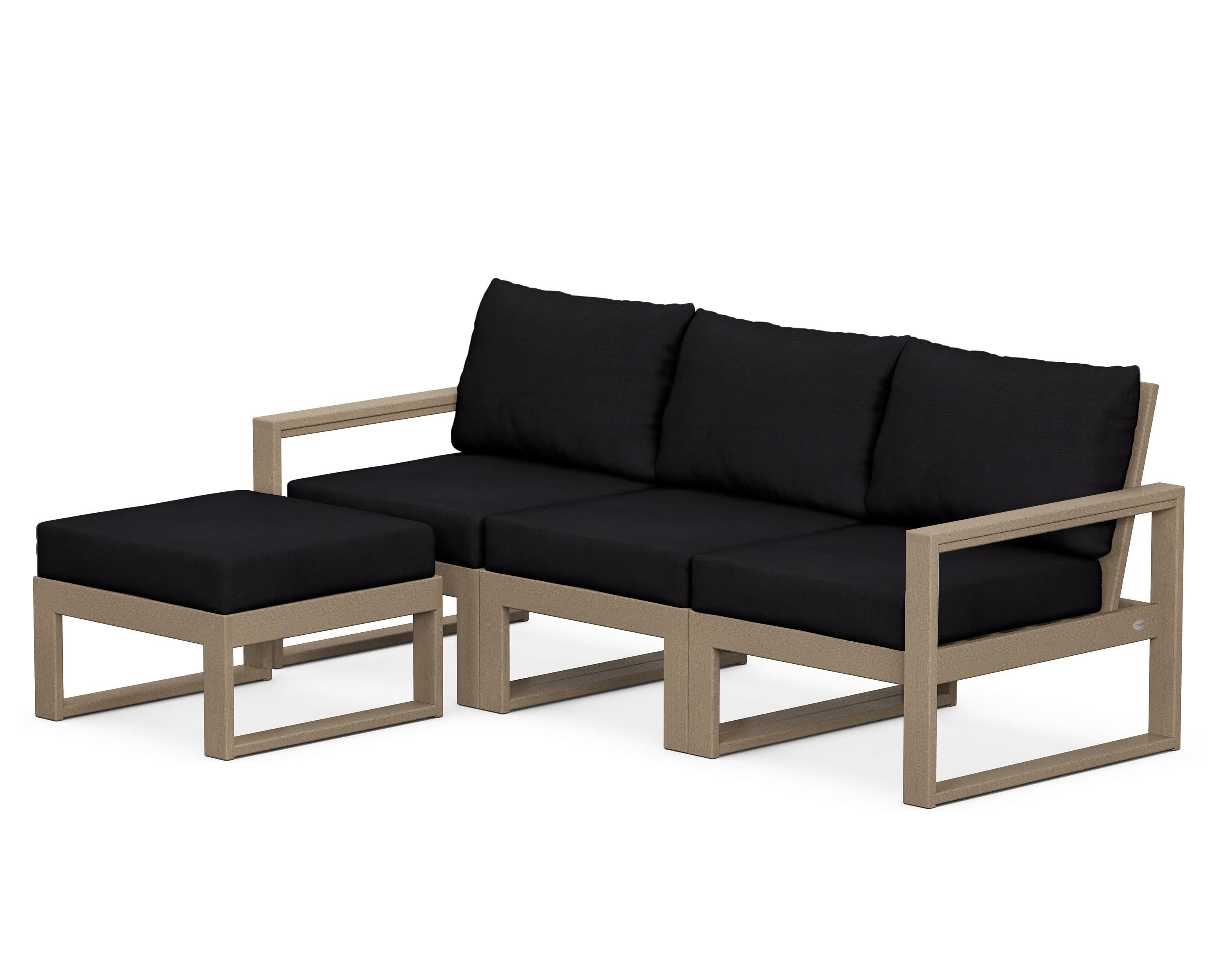 EDGE 4-Piece Modular Deep Seating Set with Ottoman in Vintage Sahara / Midnight Linen