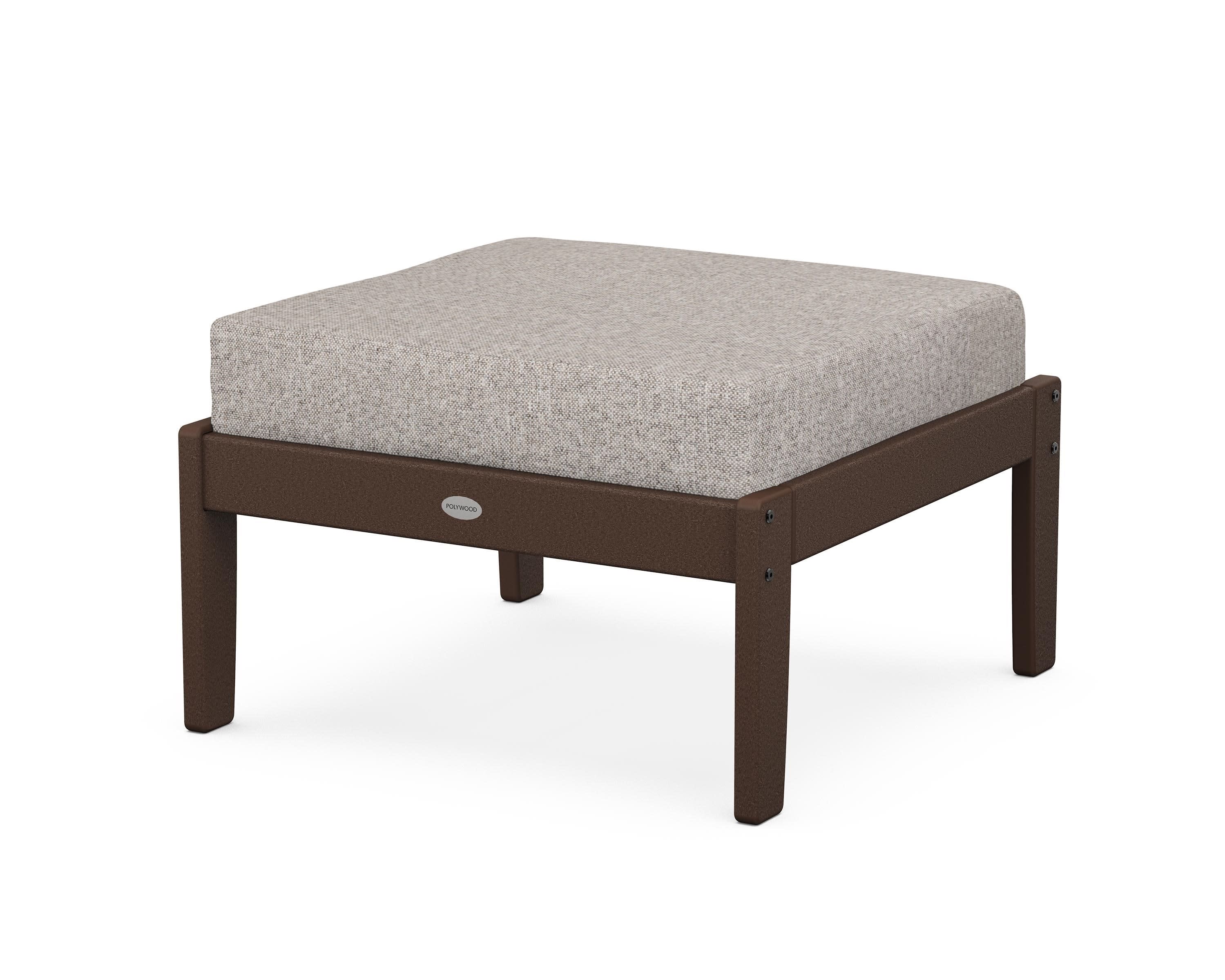 Braxton Deep Seating Ottoman in Mahogany / Weathered Tweed