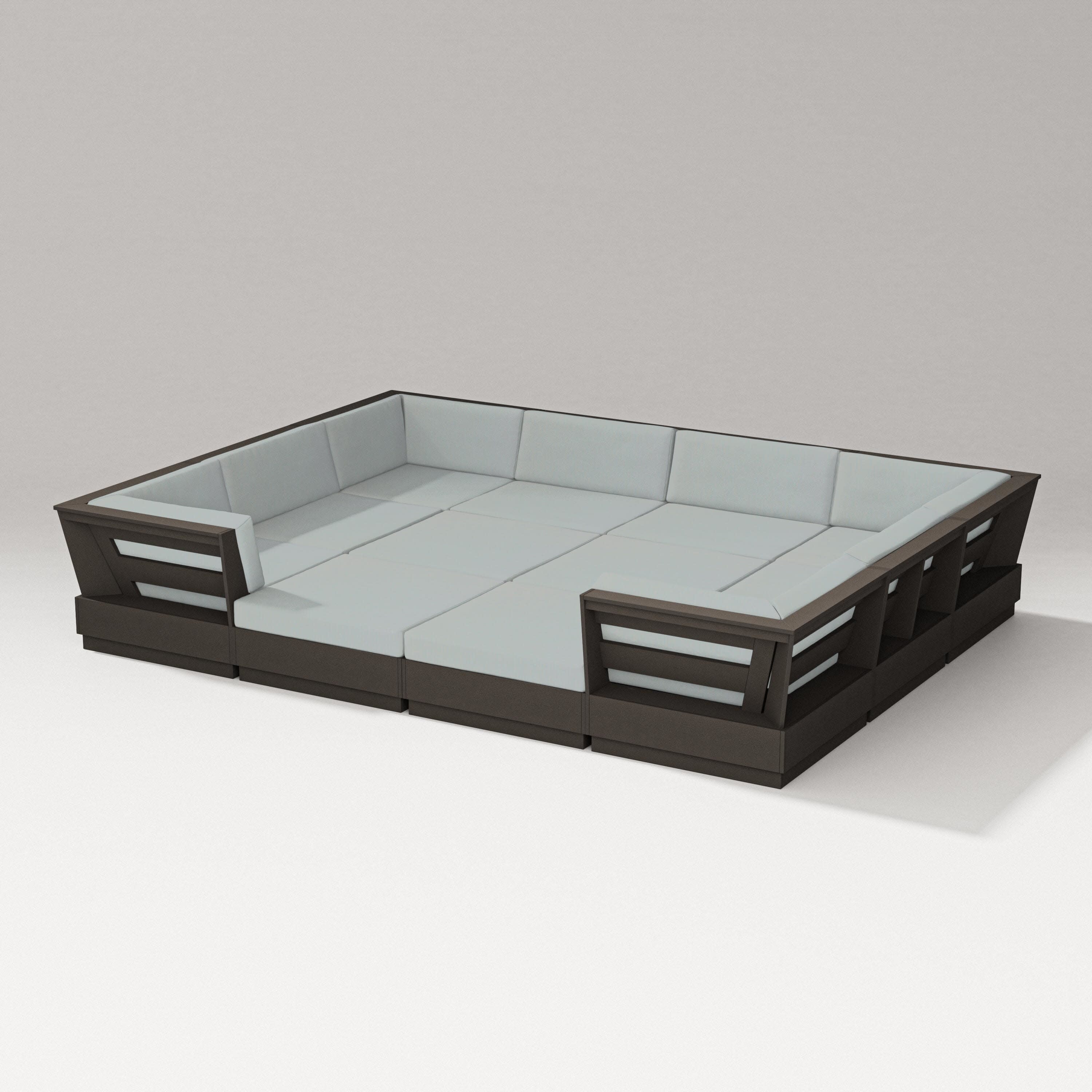 Elevate 12-Piece Pit Sectional in Vintage Coffee / Spa