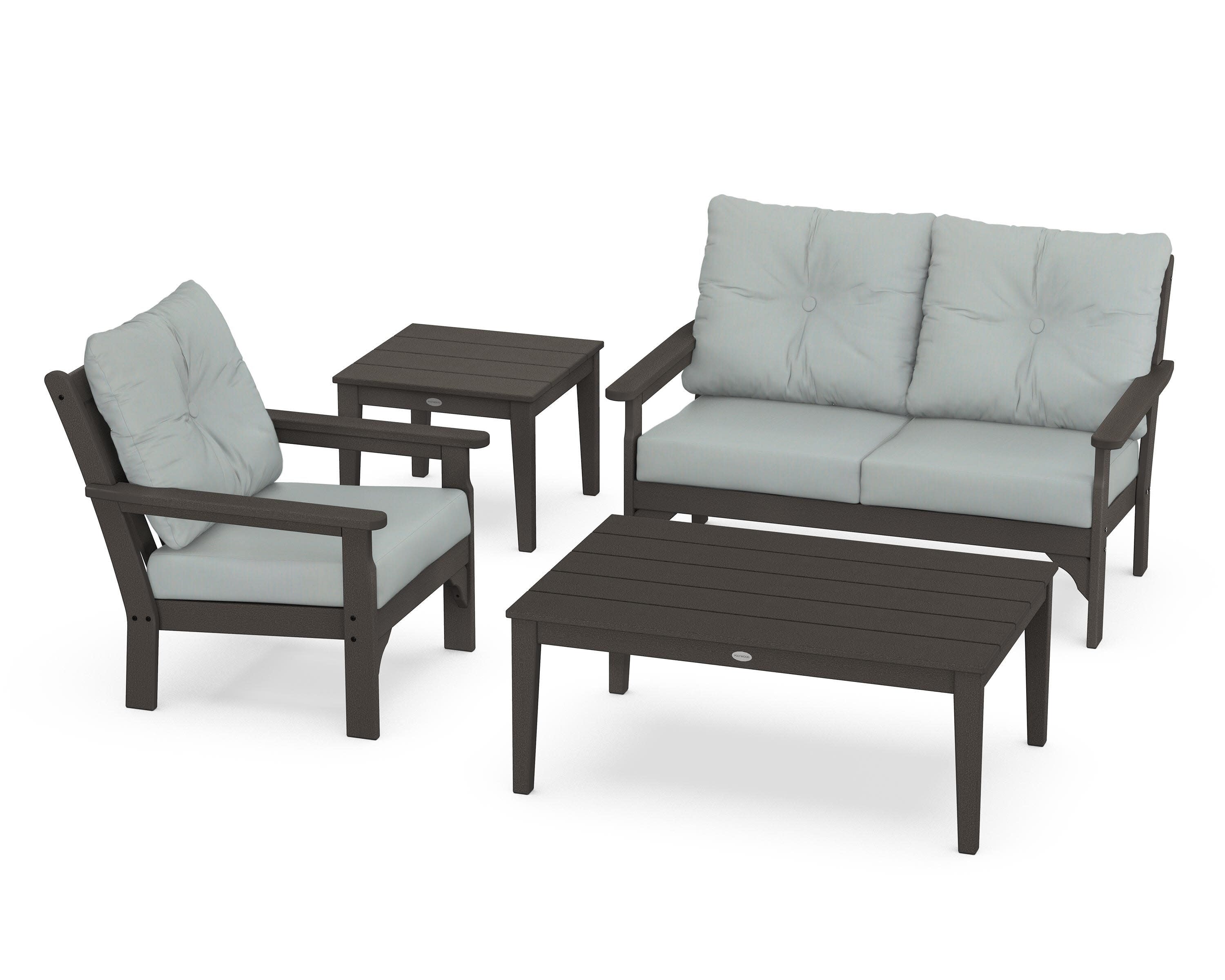 Vineyard 4-Piece Deep Seating Set in Vintage Coffee / Spa