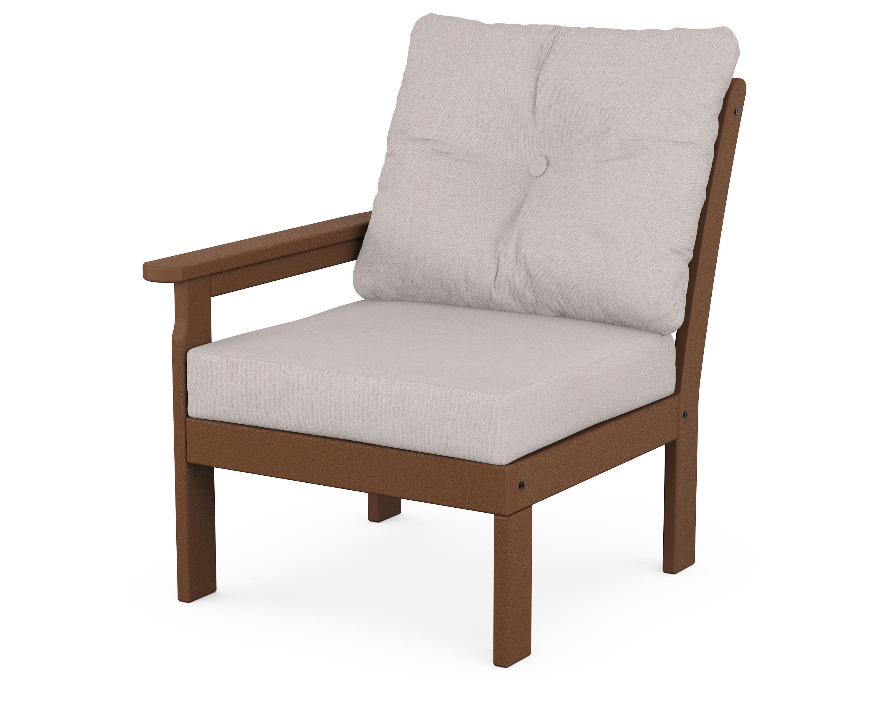 Vineyard Modular Left Arm Chair in Teak / Dune Burlap