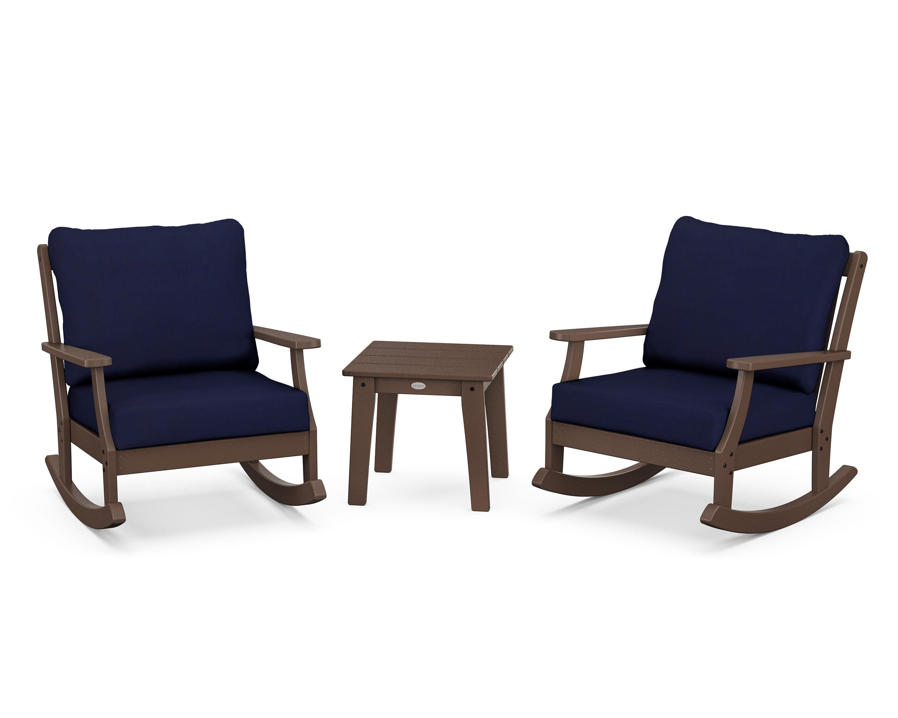 Braxton 3-Piece Deep Seating Rocker Set in Mahogany / Navy