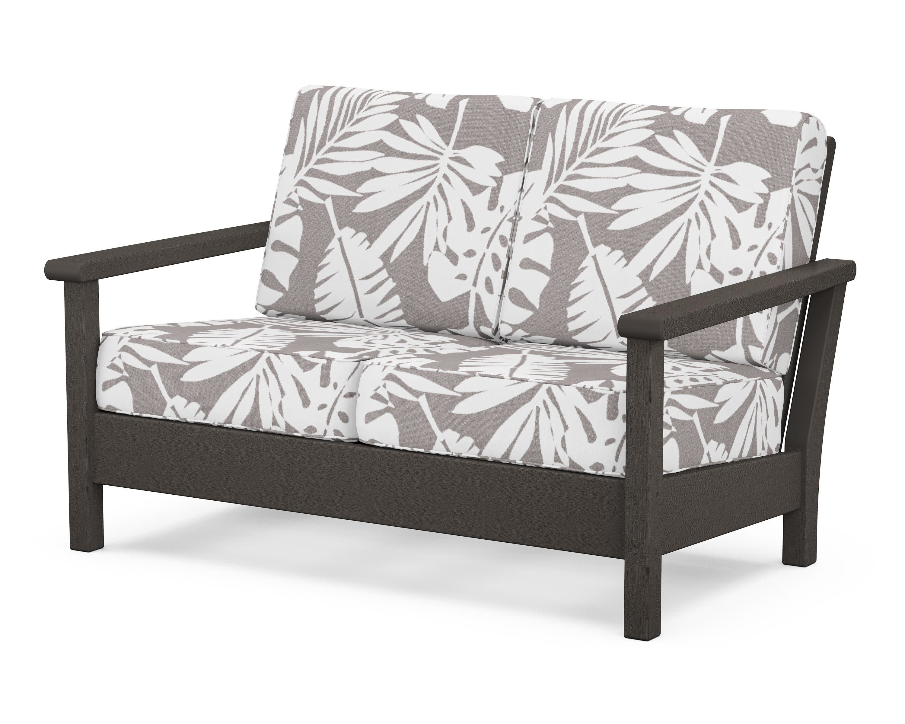 Harbour Deep Seating Loveseat in Vintage Coffee / Leaf Grey Mist