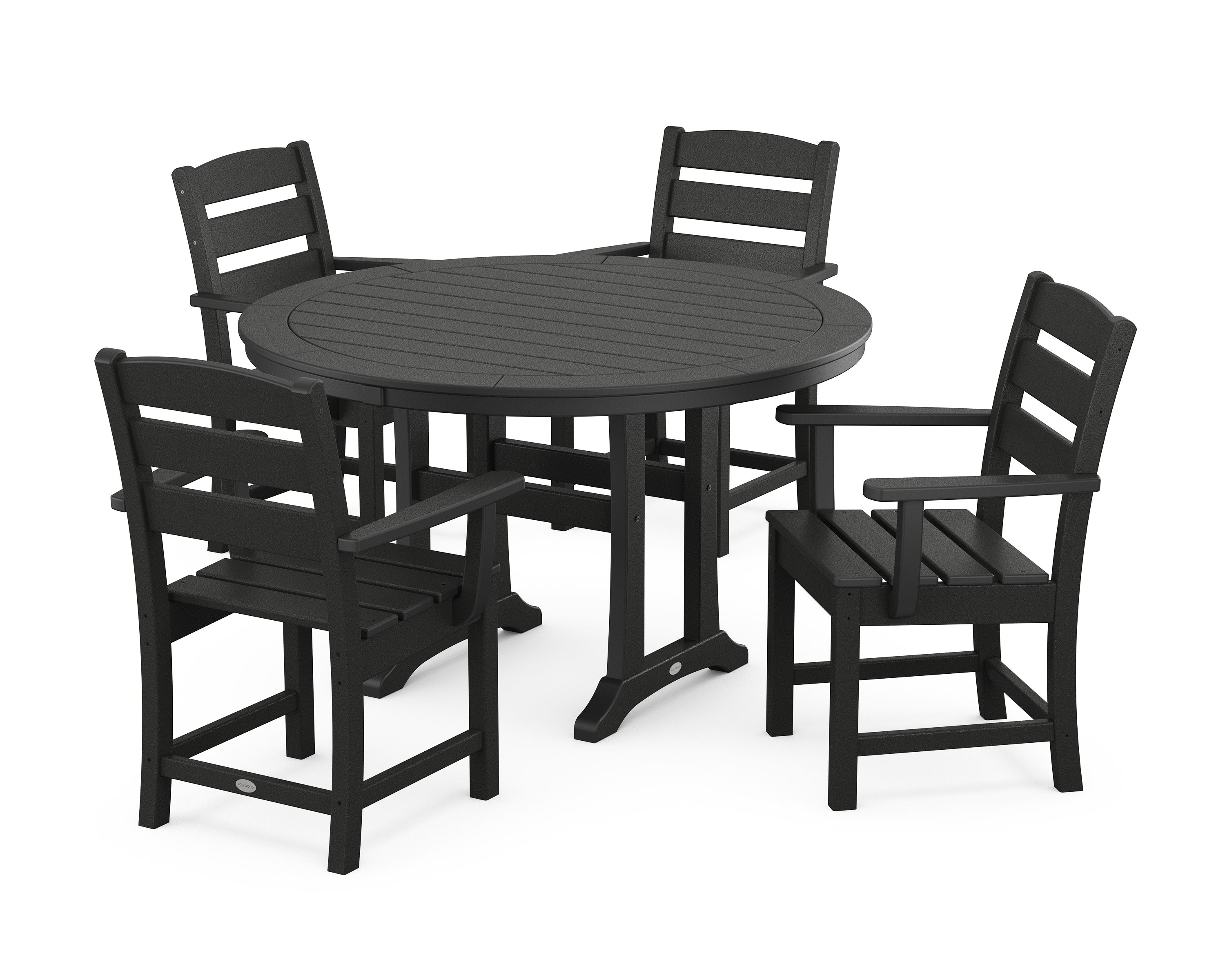 Lakeside 5-Piece Round Dining Set with Trestle Legs in Black