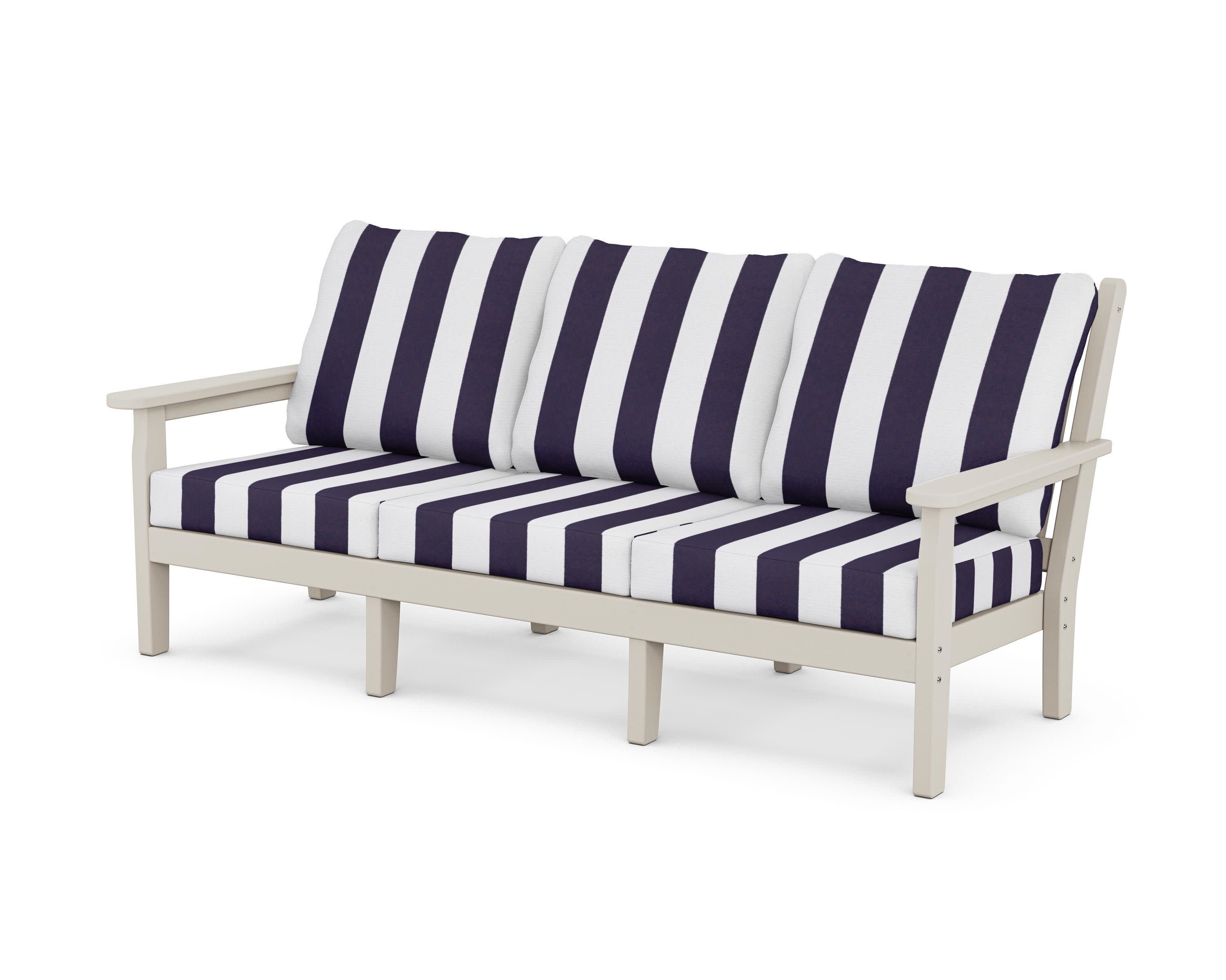 Chippendale Deep Seating Sofa in Sand / Cabana Stripe Navy