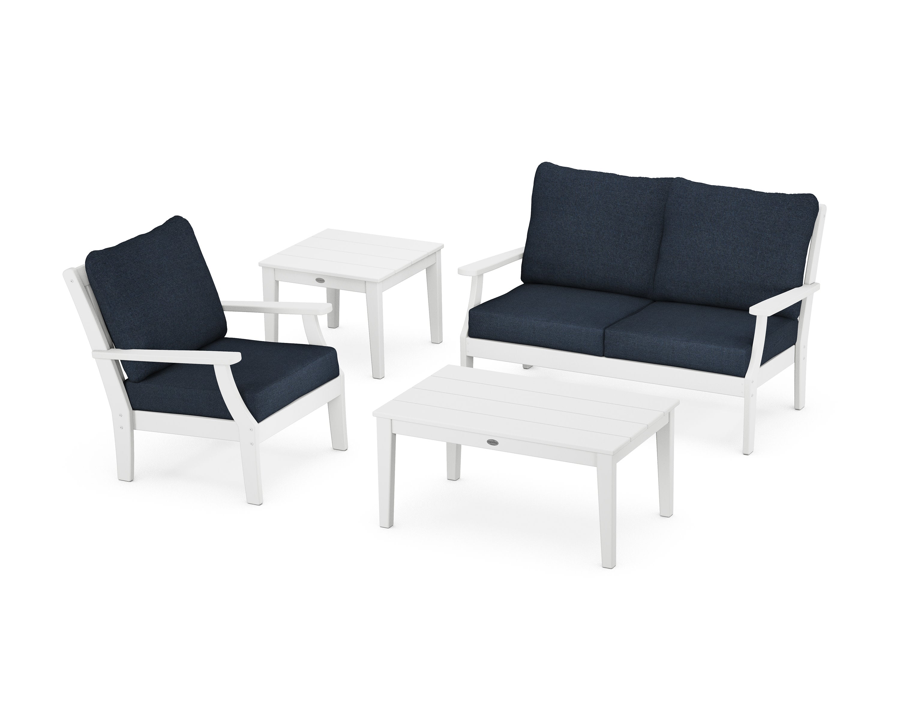 Braxton 4-Piece Deep Seating Set in White / Marine Indigo