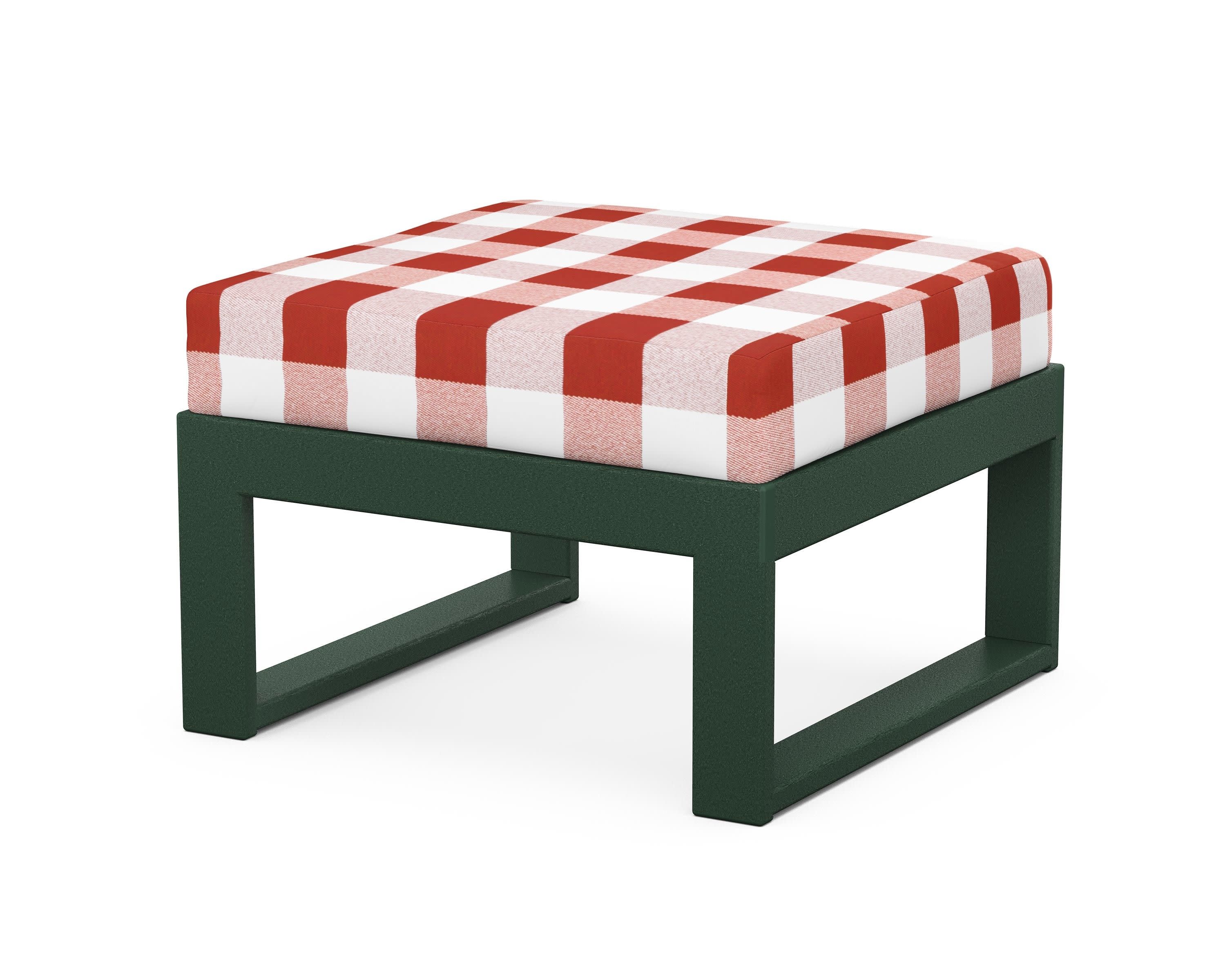 Modular Ottoman - Modern in Green / Buffalo Plaid Crimson