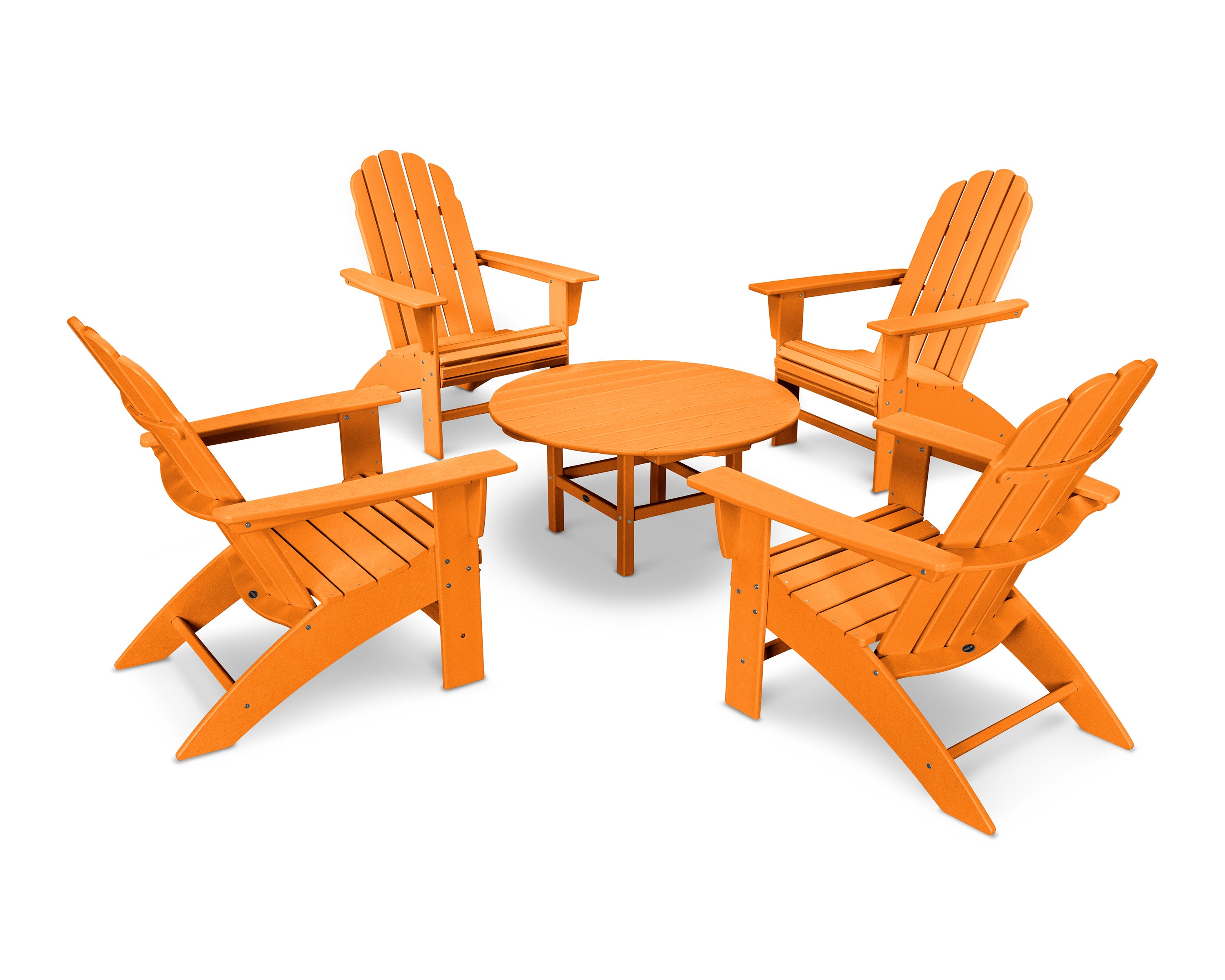 Vineyard 5-Piece Oversized Adirondack Set in Tangerine