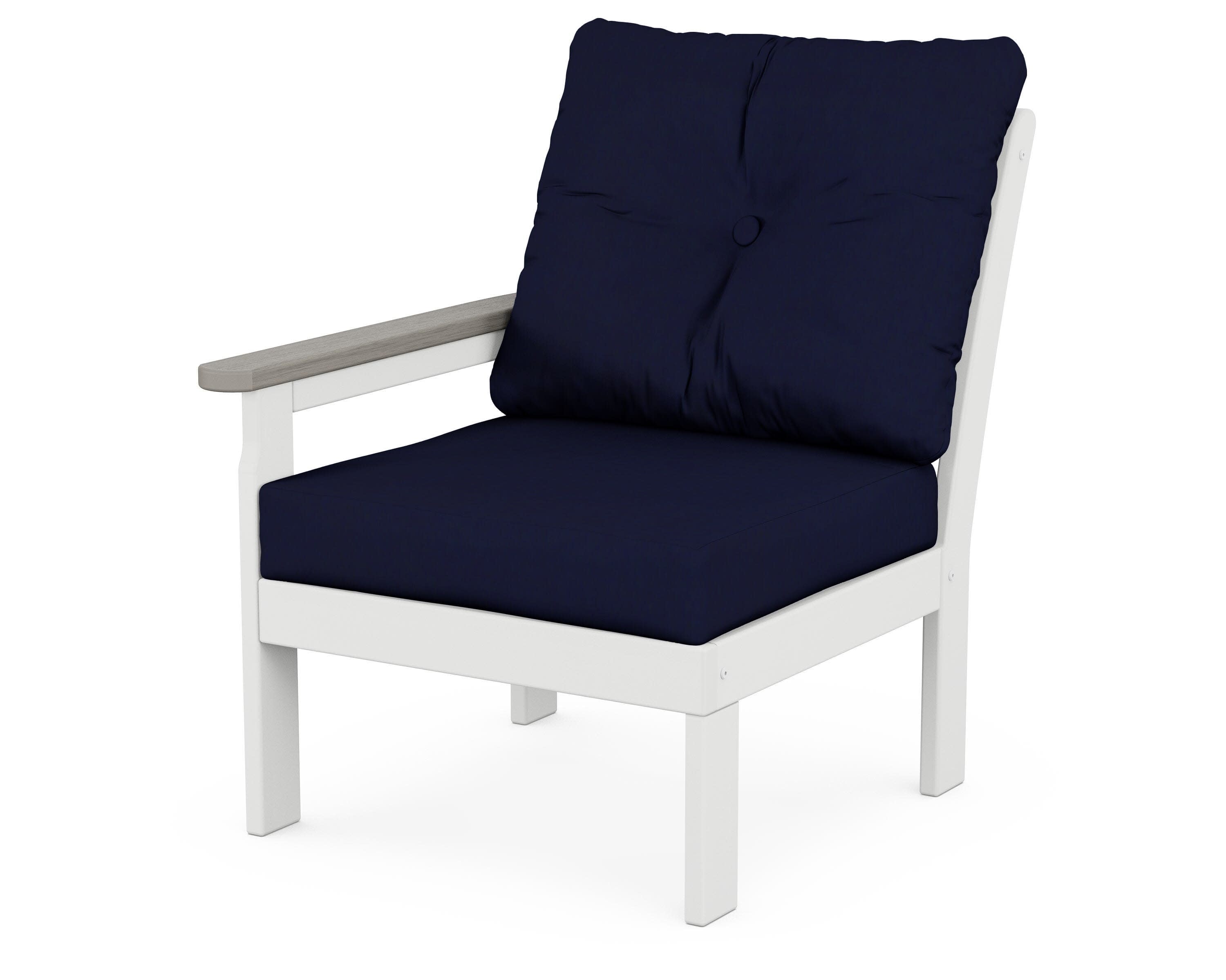 Vineyard Modular Left Arm Chair in White / Driftwood / Navy