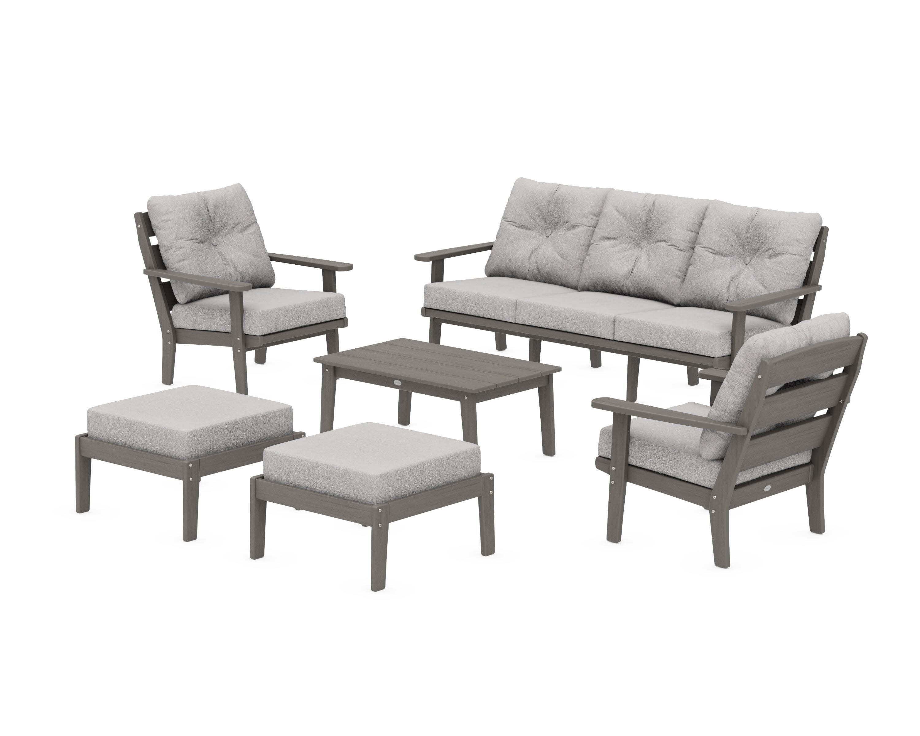 Lakeside 6-Piece Lounge Sofa Set in Driftwood / Grey Mist