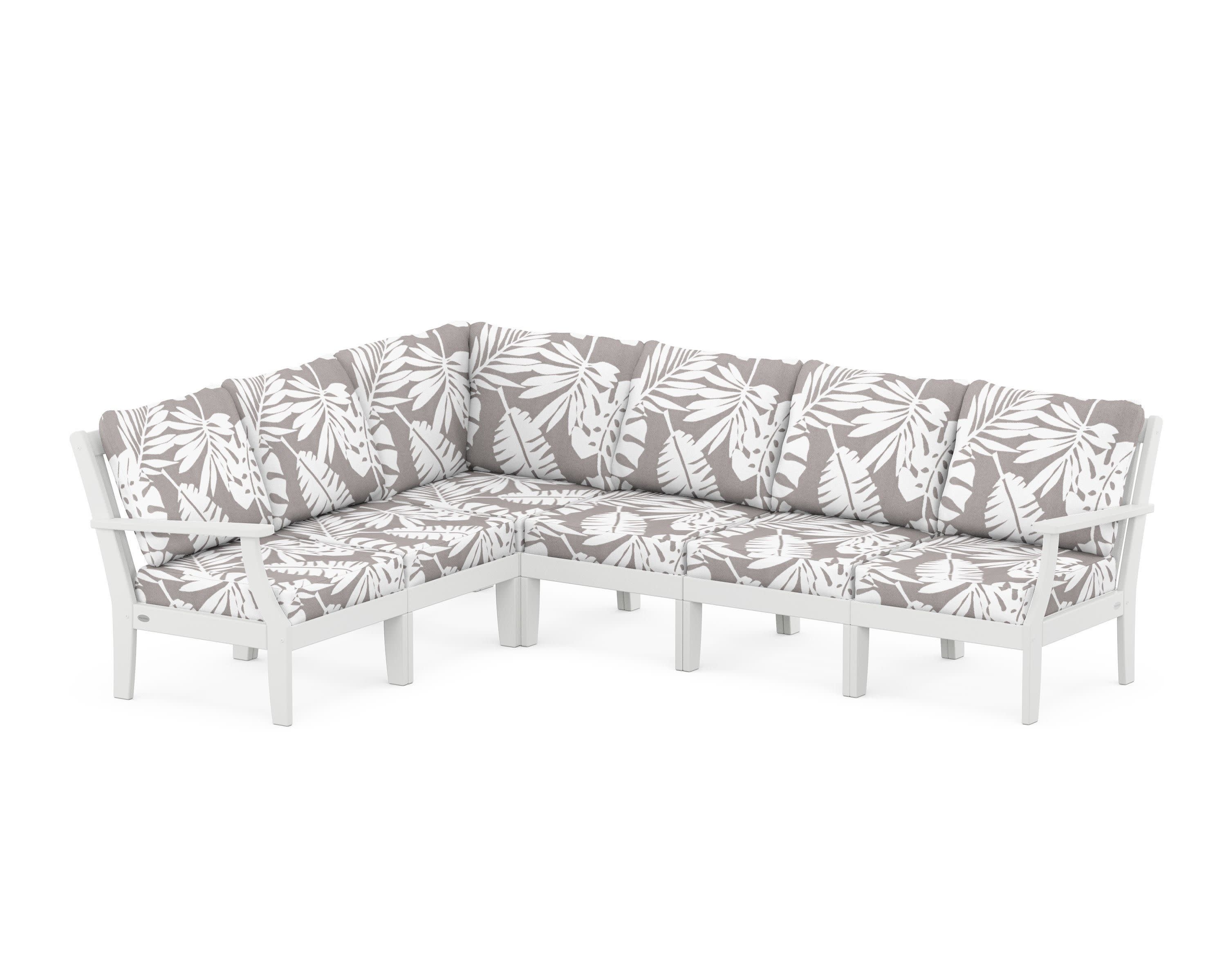 Braxton Modular 6-Piece Deep Seating Set in White / Leaf Grey Mist