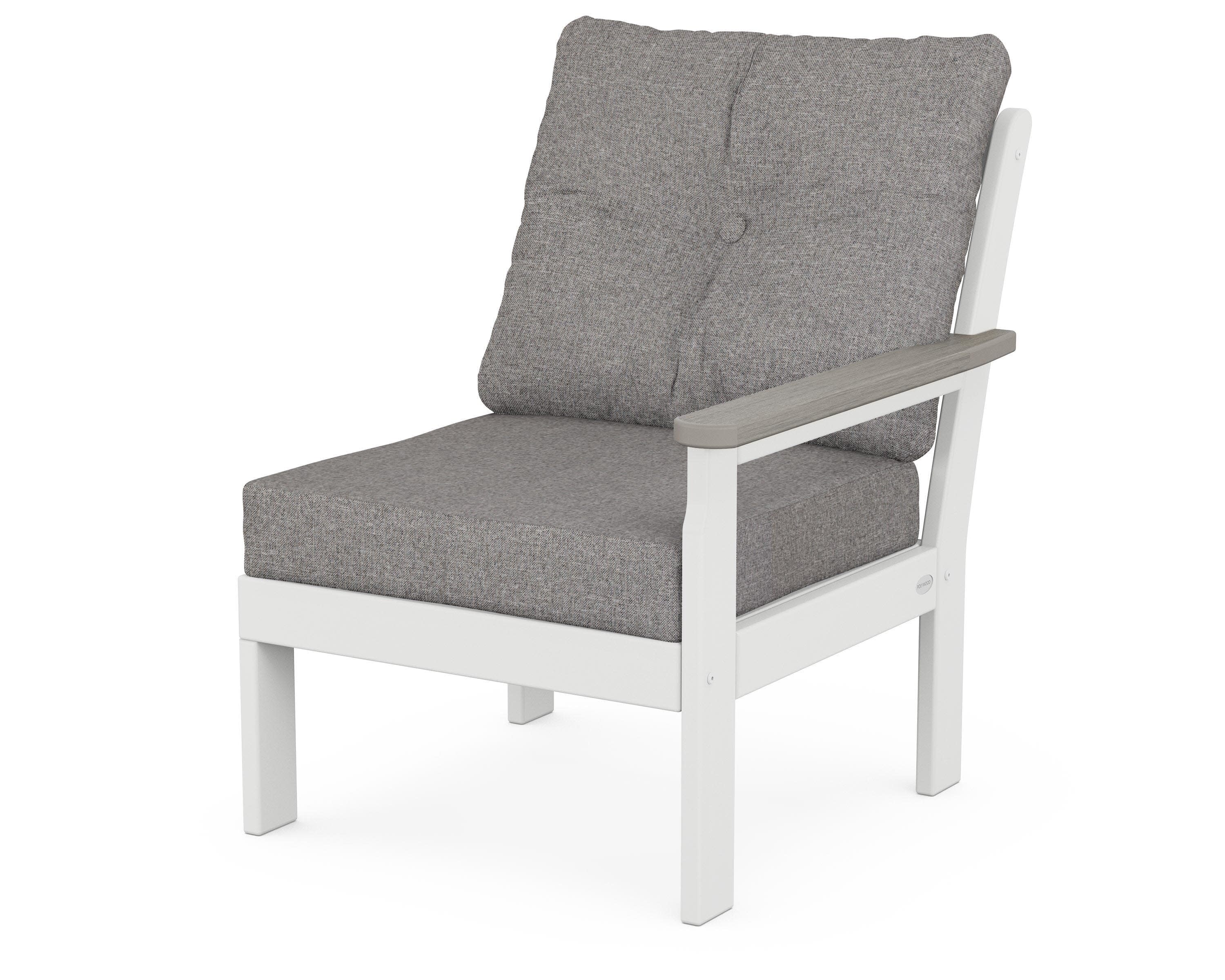 Vineyard Modular Right Arm Chair in White / Driftwood / Grey Mist