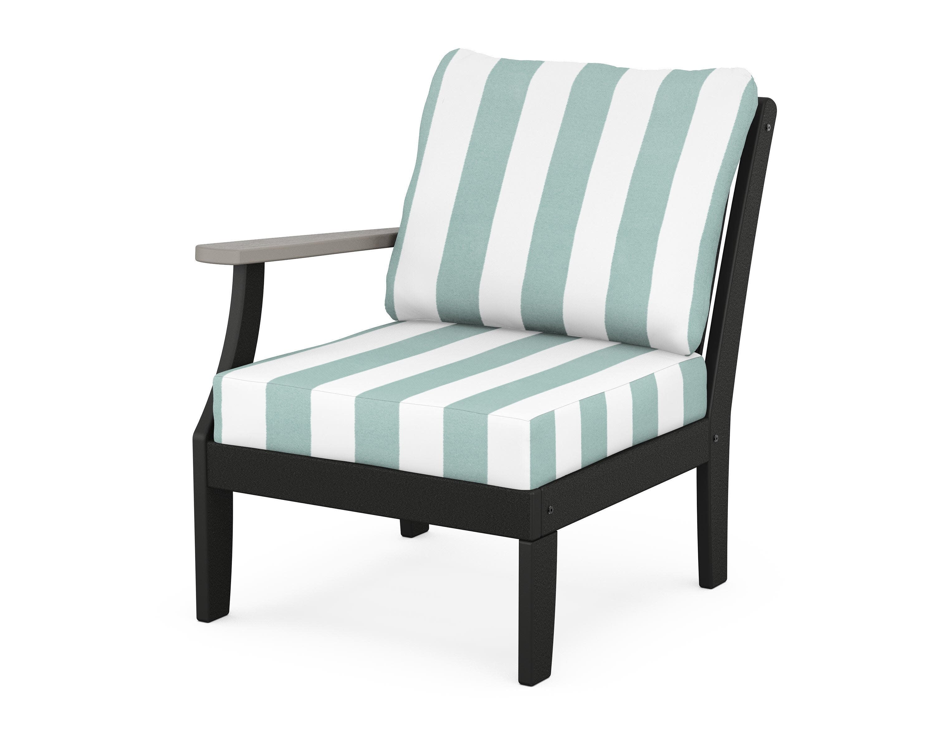 Braxton Modular Left Arm Chair in Black / Driftwood / Cabana Stripe Glacier Spa