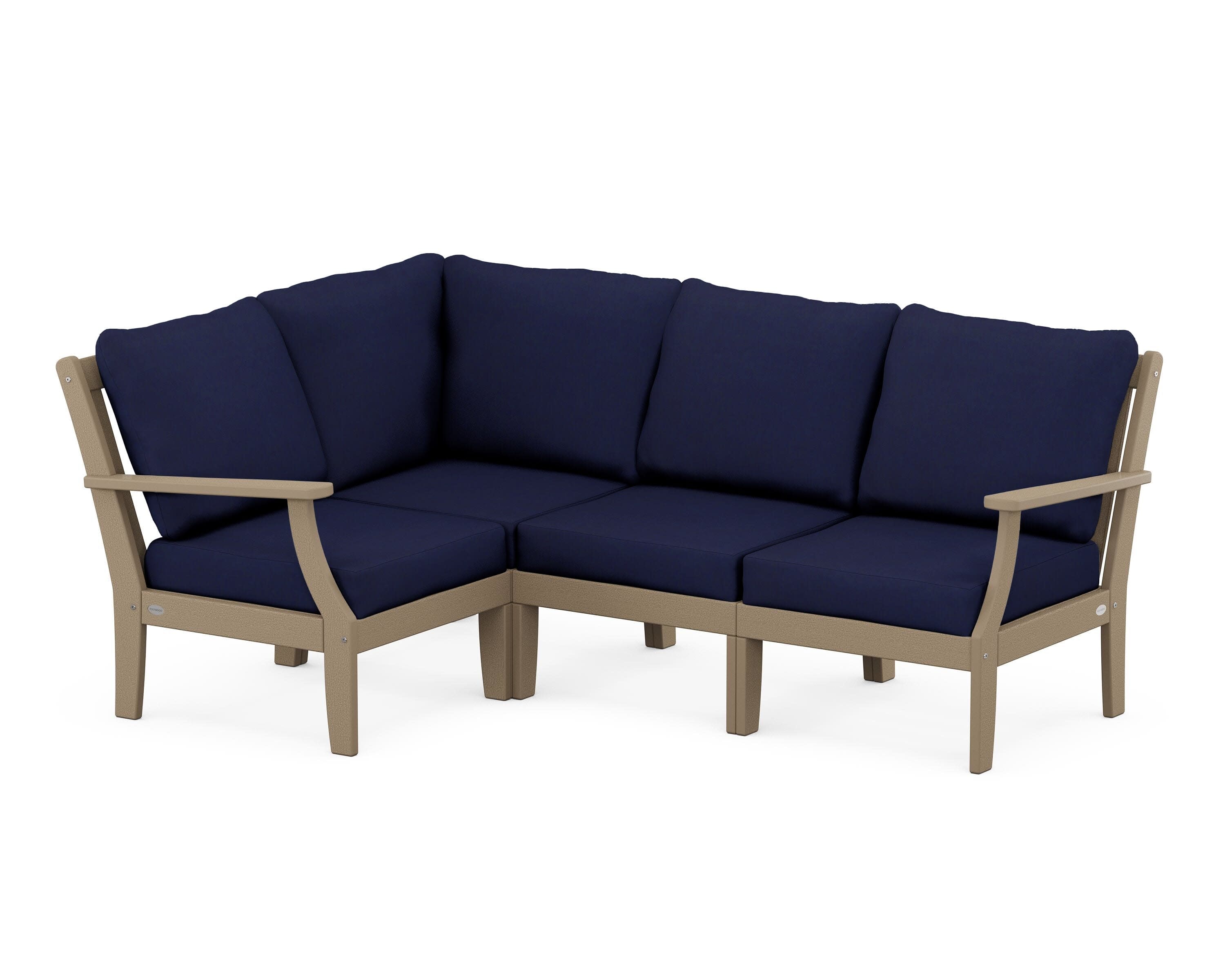 Braxton Modular 4-Piece Deep Seating Set in Vintage Sahara / Navy