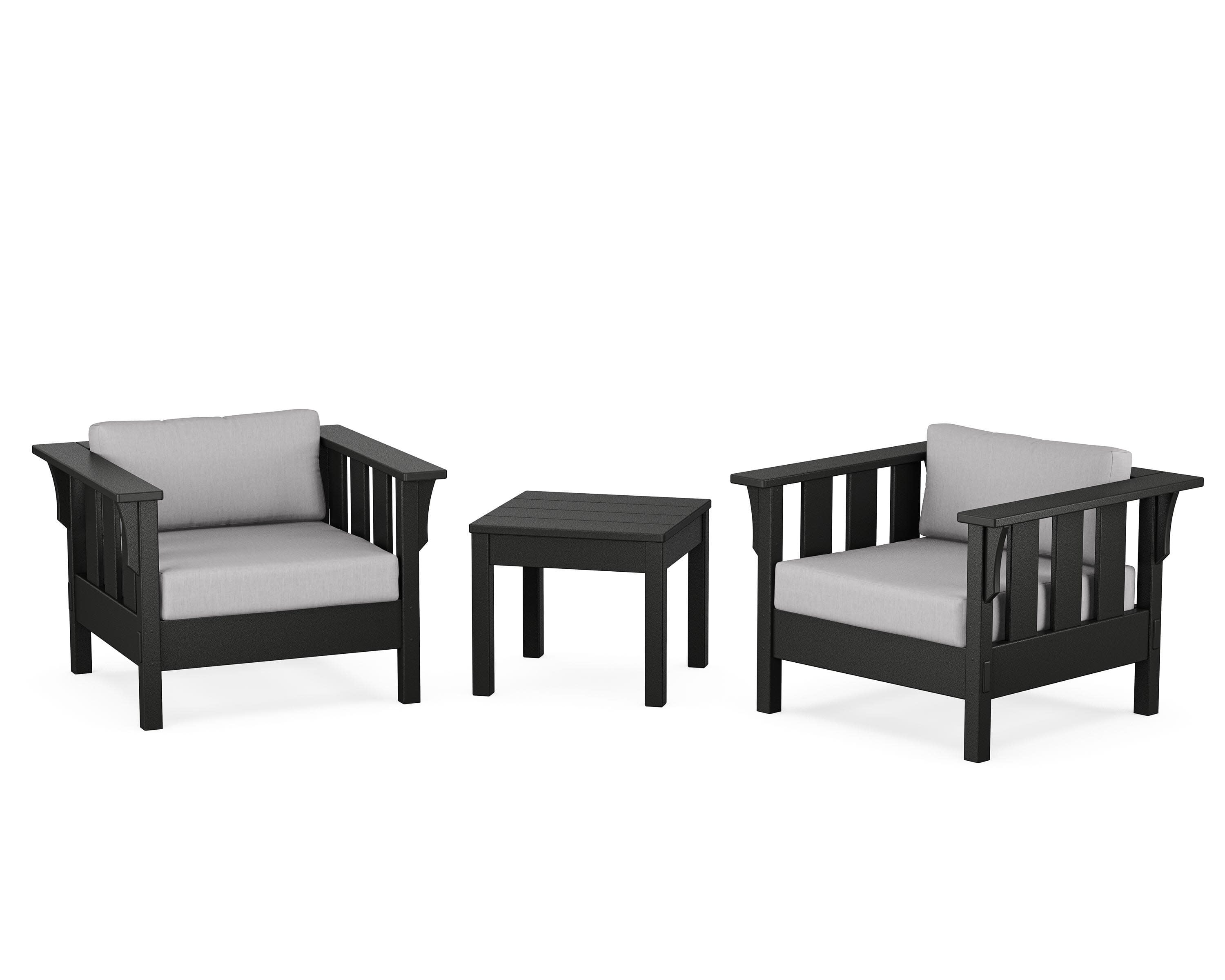 Acadia 3-Piece Deep Seating Set in Black / Granite