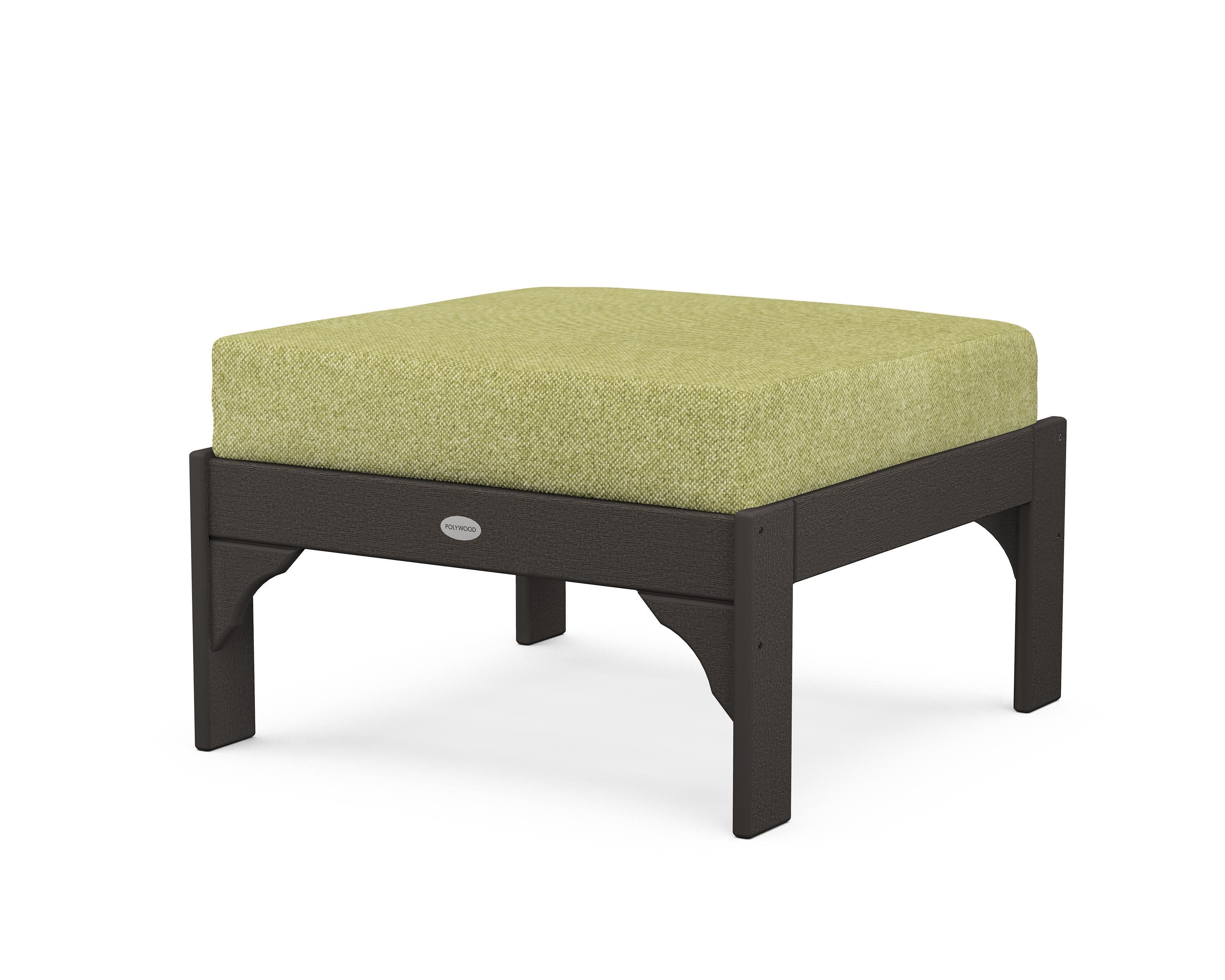 Vineyard Deep Seating Ottoman in Vintage Coffee / Chartreuse Boucle