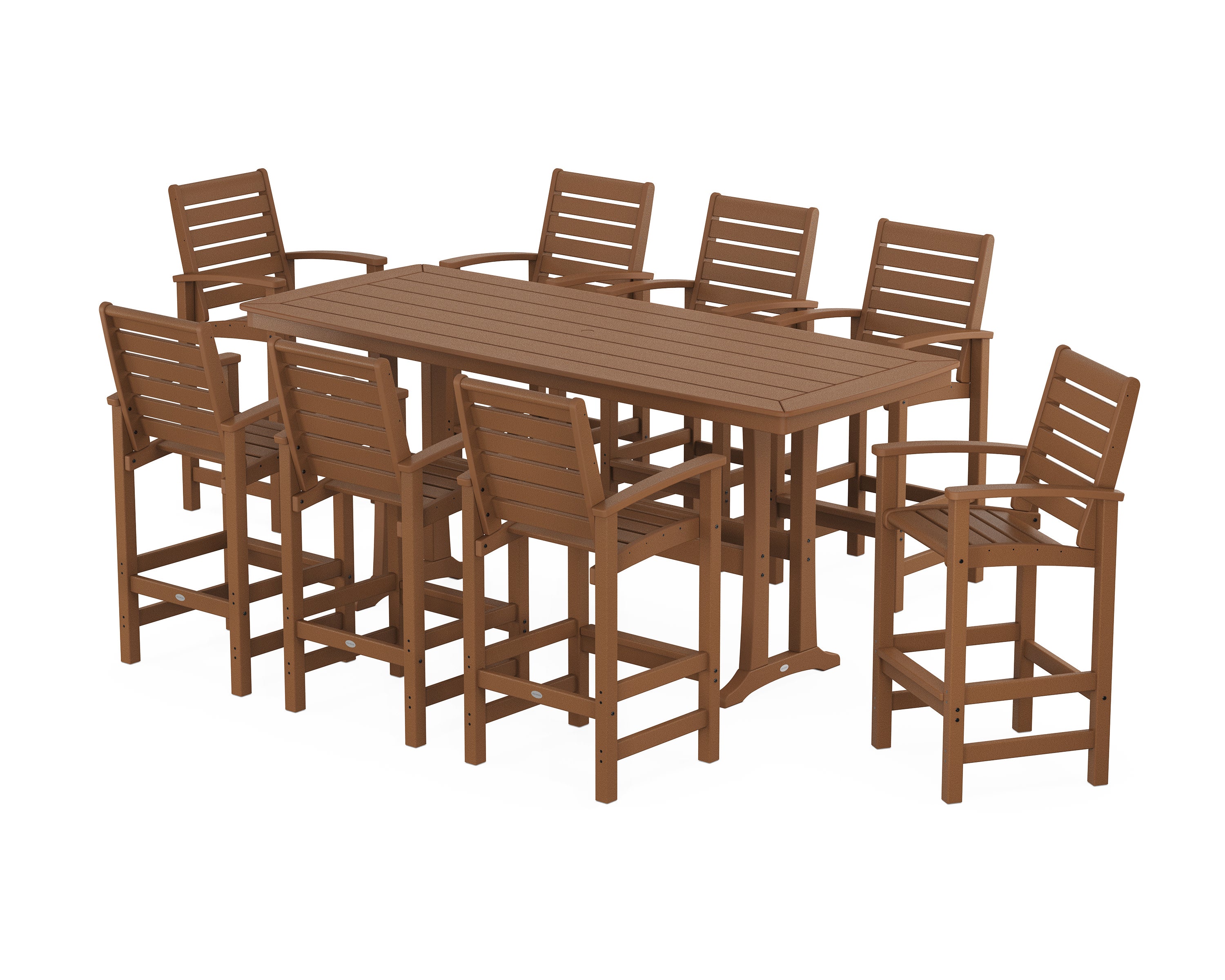 Signature 9-Piece Bar Set with Trestle Legs in Teak