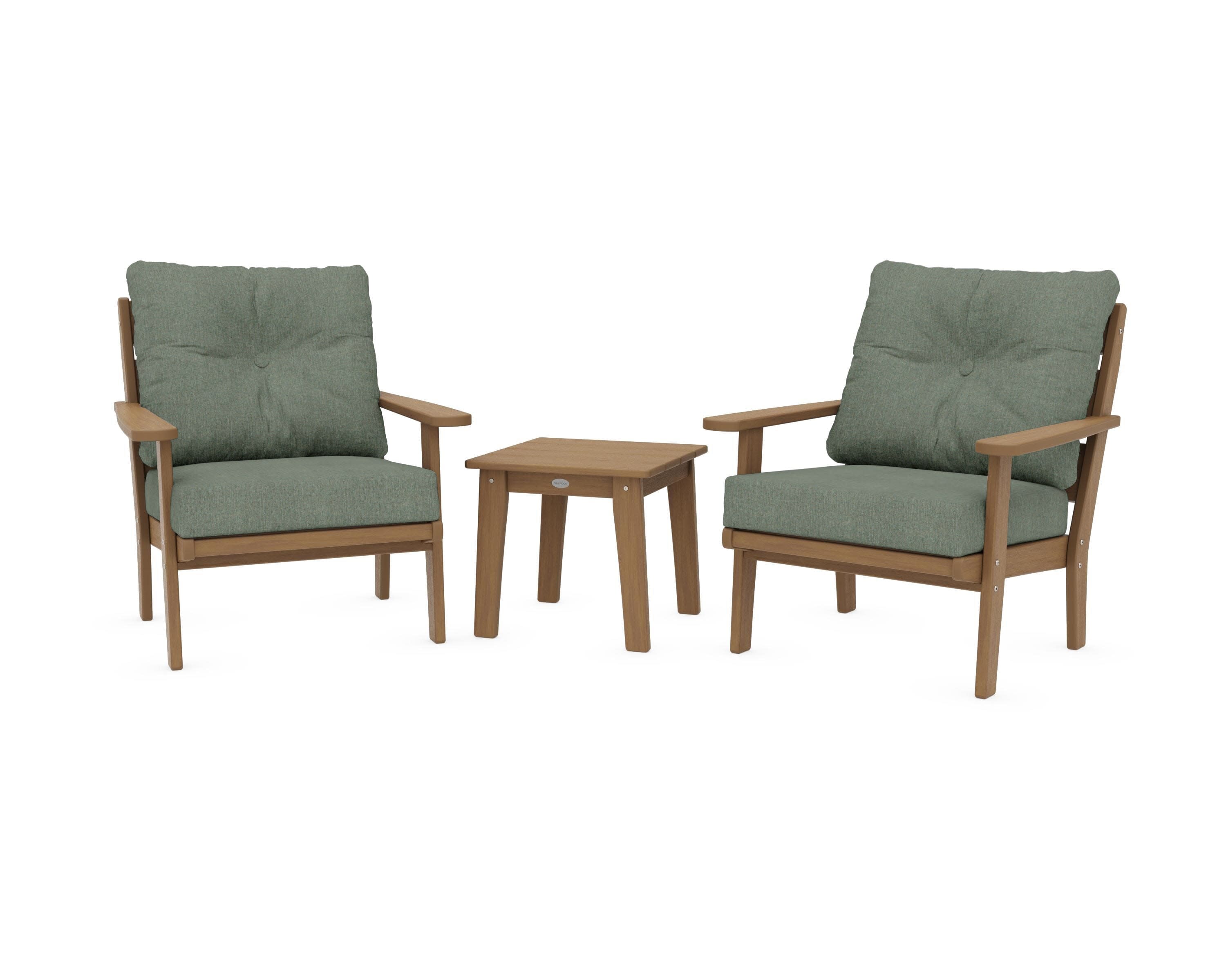 Lakeside 3-Piece Deep Seating Chair Set in Natural / Cast Sage