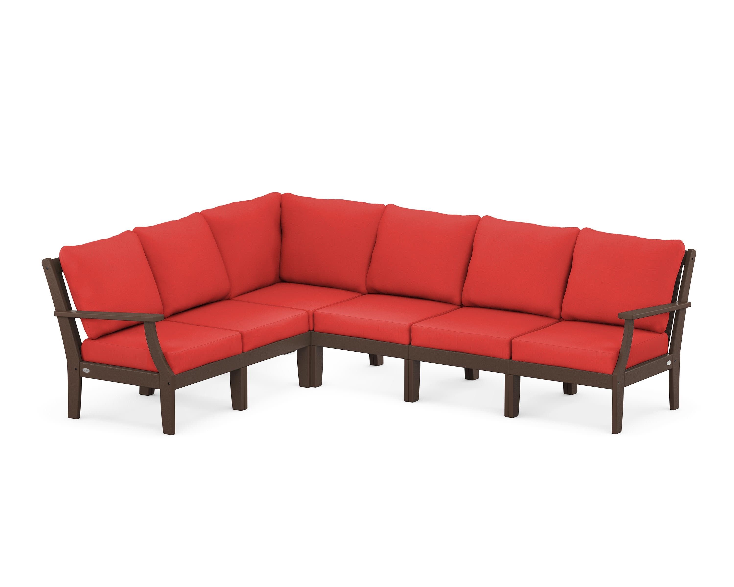Braxton Modular 6-Piece Deep Seating Set in Mahogany / Crimson Linen