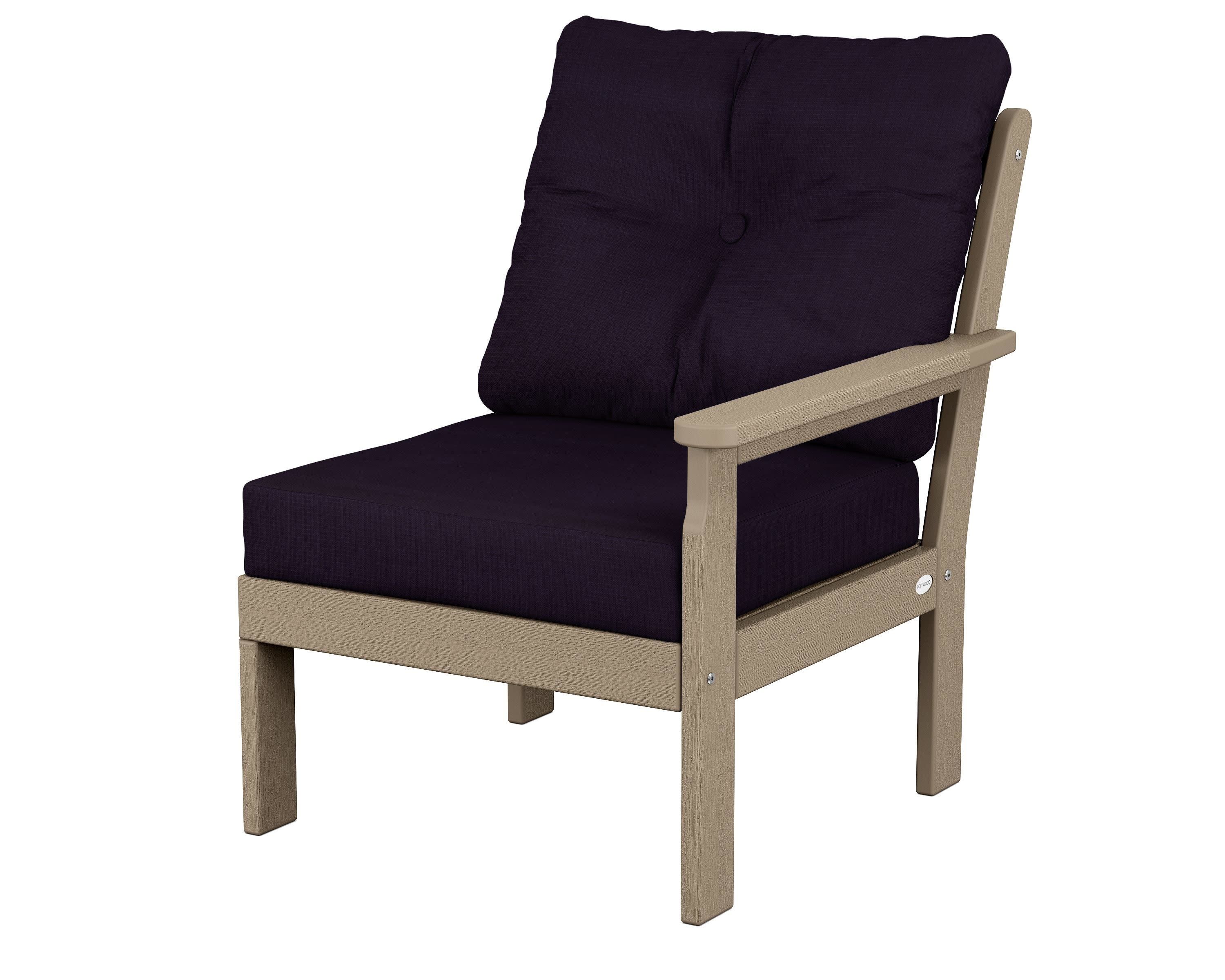 Vineyard Modular Right Arm Chair in Vintage Sahara / Navy Linen