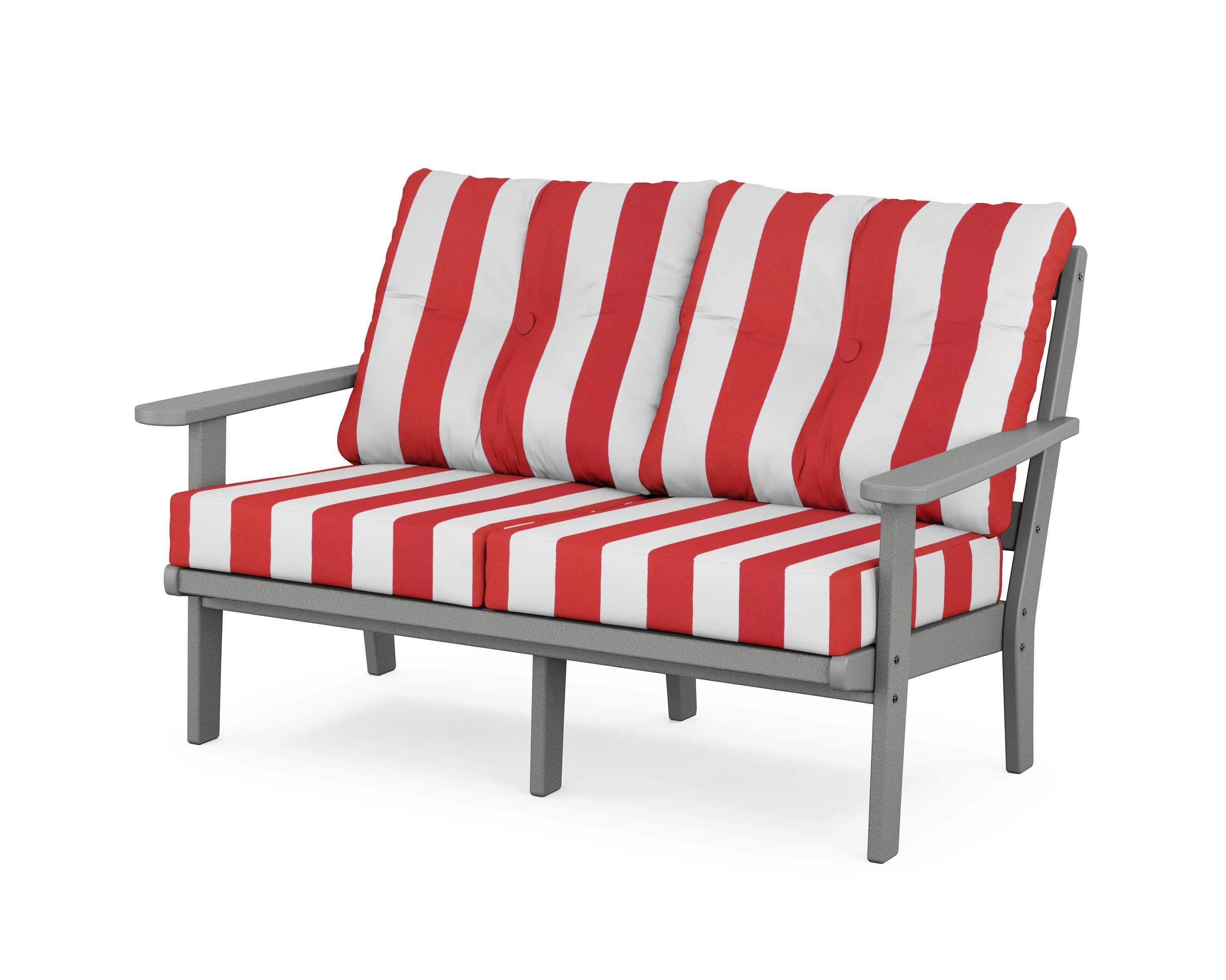 Mission Deep SeatingLoveseat in Slate Grey / Cabana Stripe Crimson