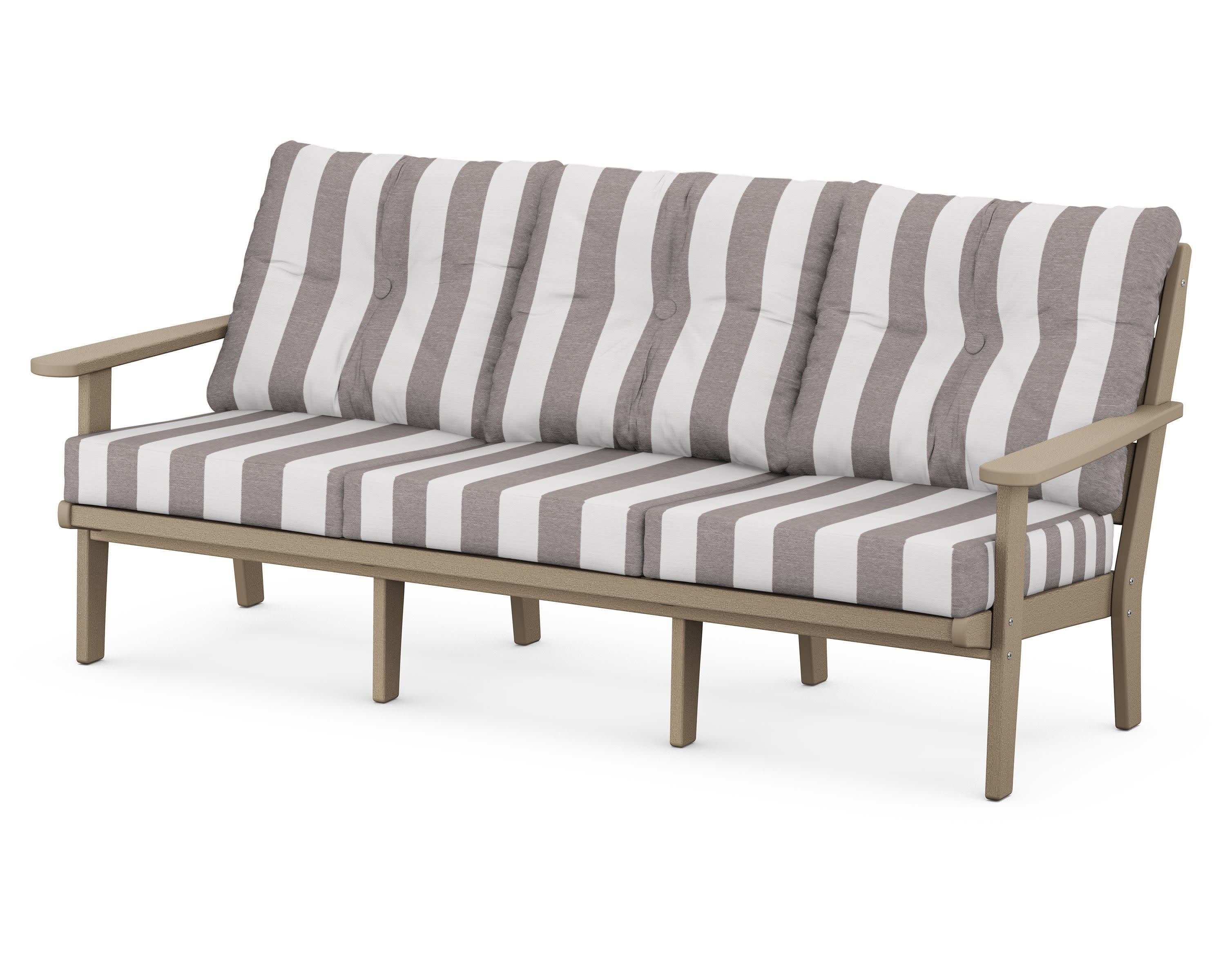 Lakeside Deep Seating Sofa in Vintage Sahara / Cabana Stripe Grey Mist