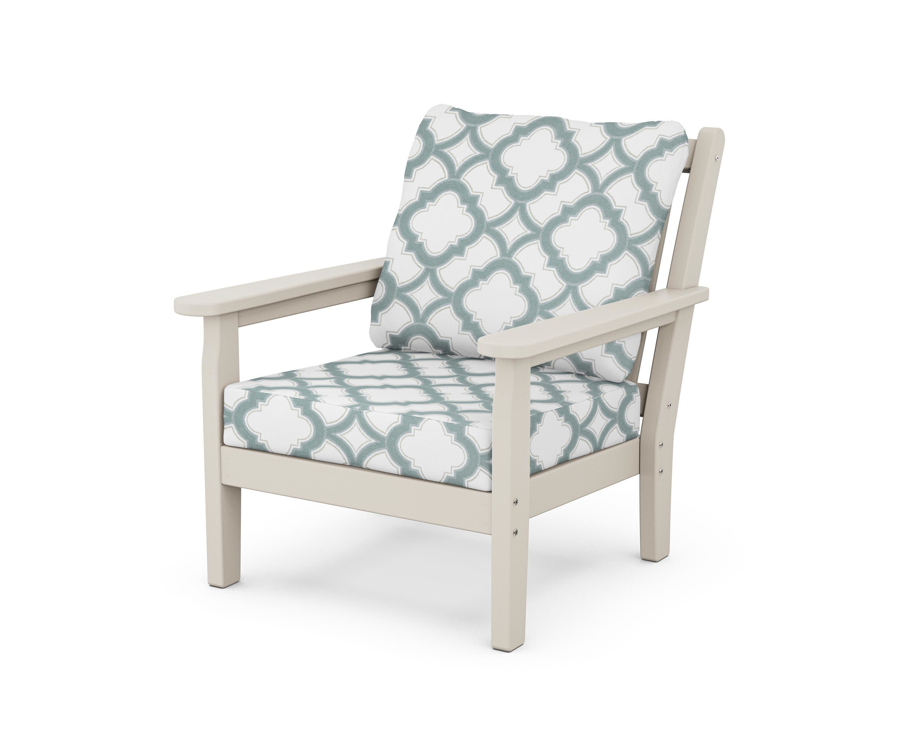 Chippendale Deep Seating Chair in Sand / Trellis Glacier Spa
