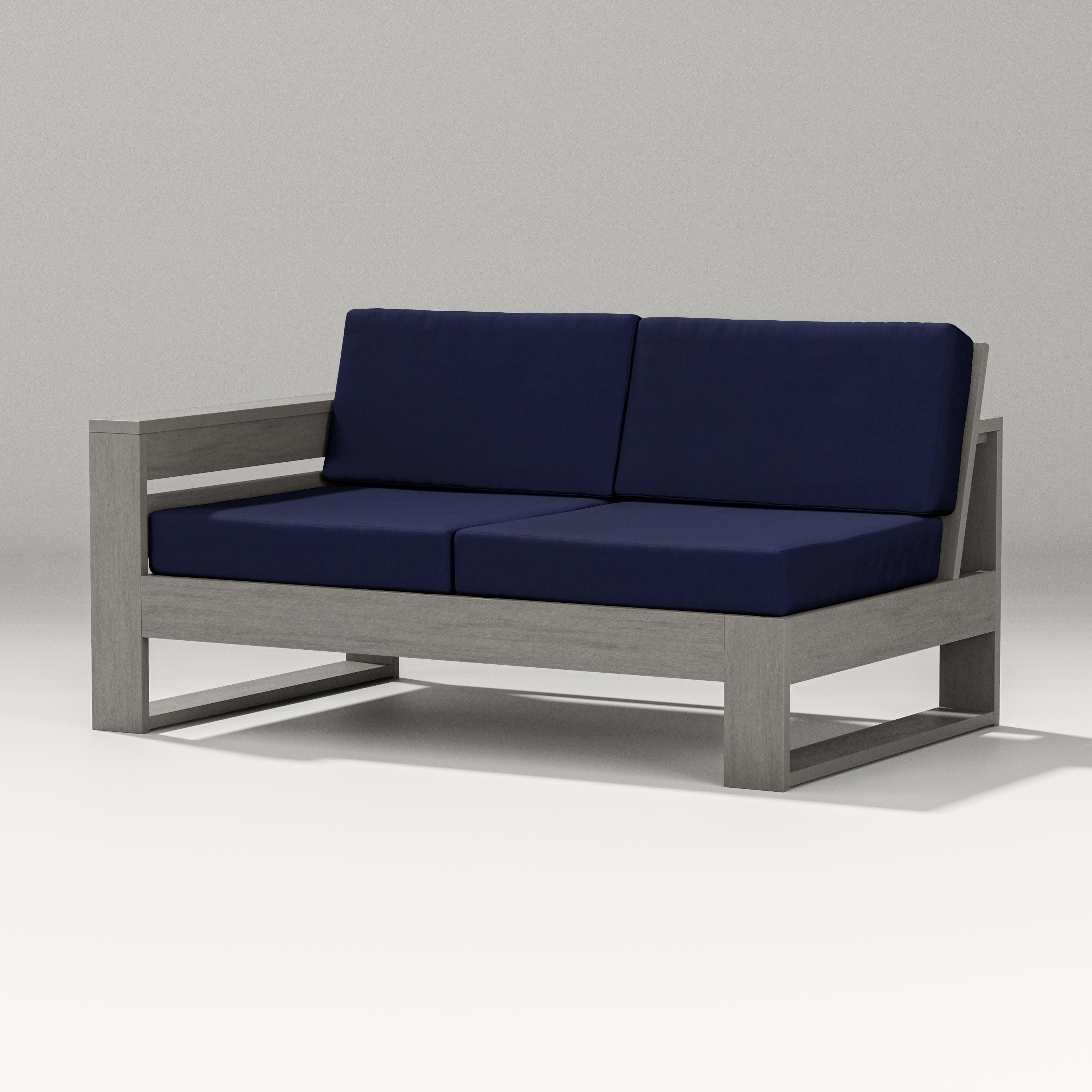 Latitude Modular Left Arm Loveseat in Driftwood / Navy
